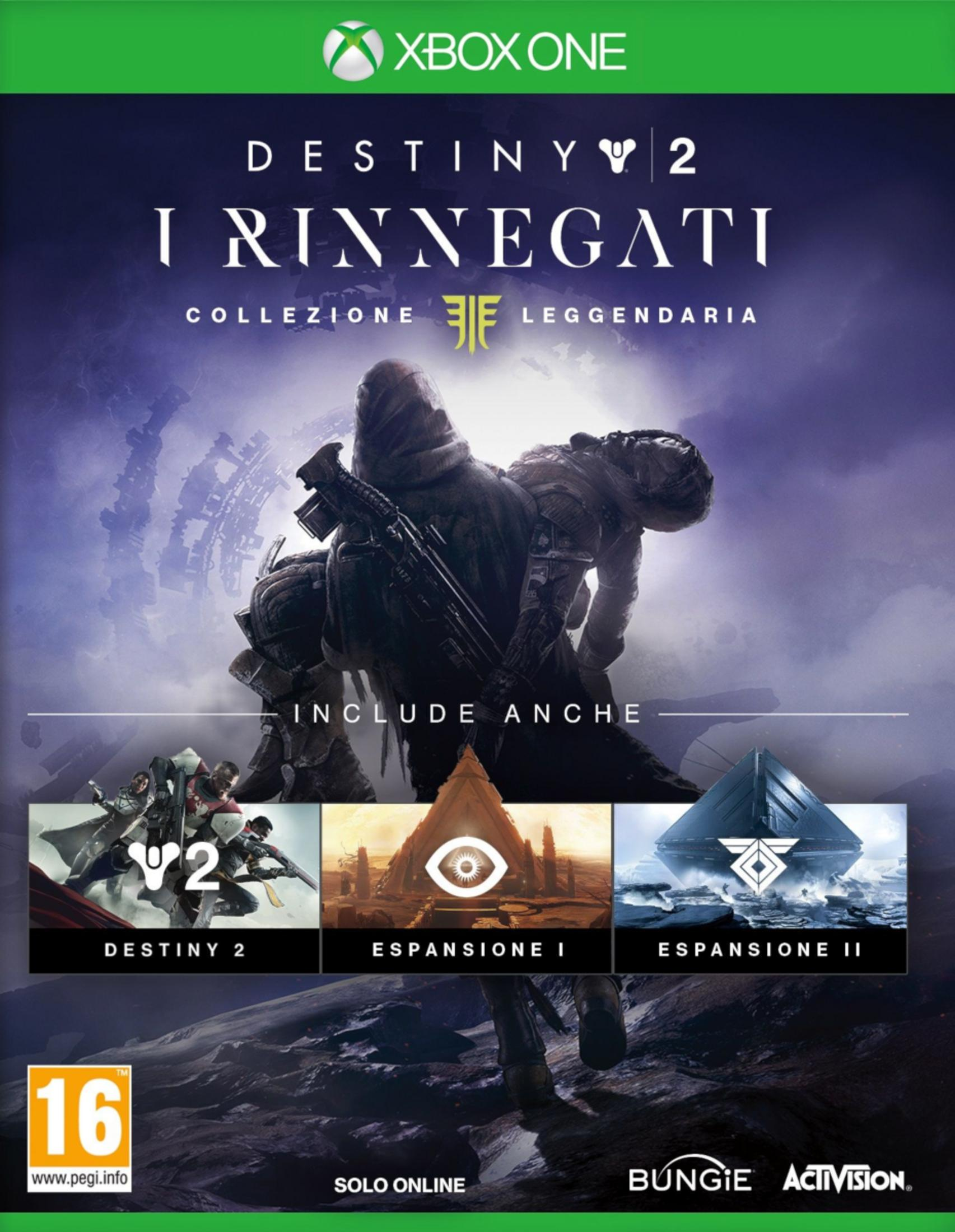 Destiny 2: I Rinnegati Collezione per Xbox One, con personaggi e loghi.