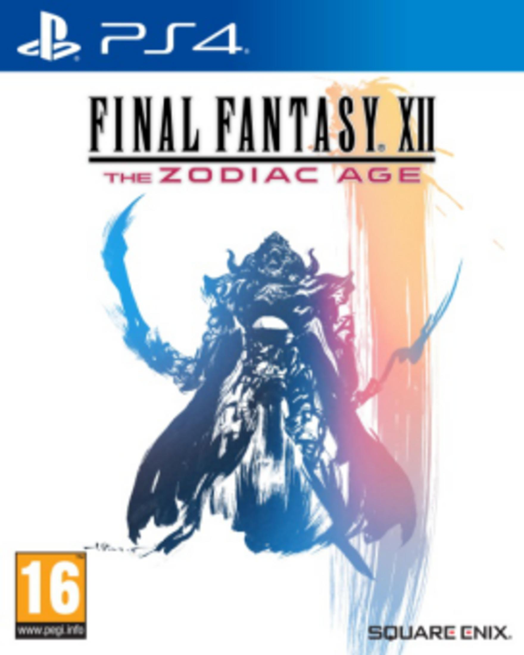 Copertina PS4 di Final Fantasy XII: The Zodiac Age con un guerriero in armatura blu.