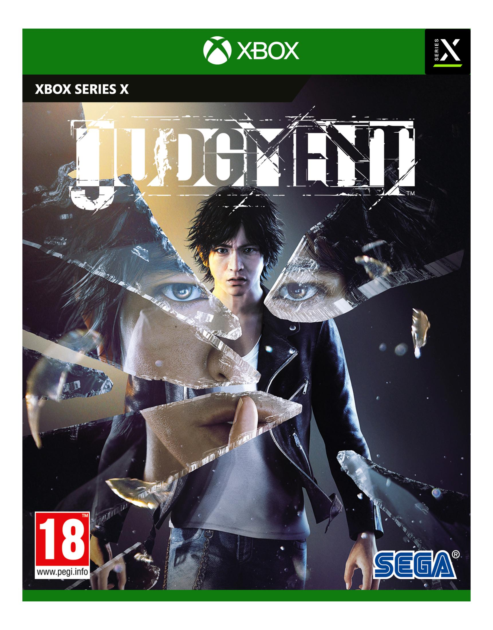 Mężczyzna z ciemnymi włosami patrzy przez potłuczone szkło. Logo Xbox na górze.