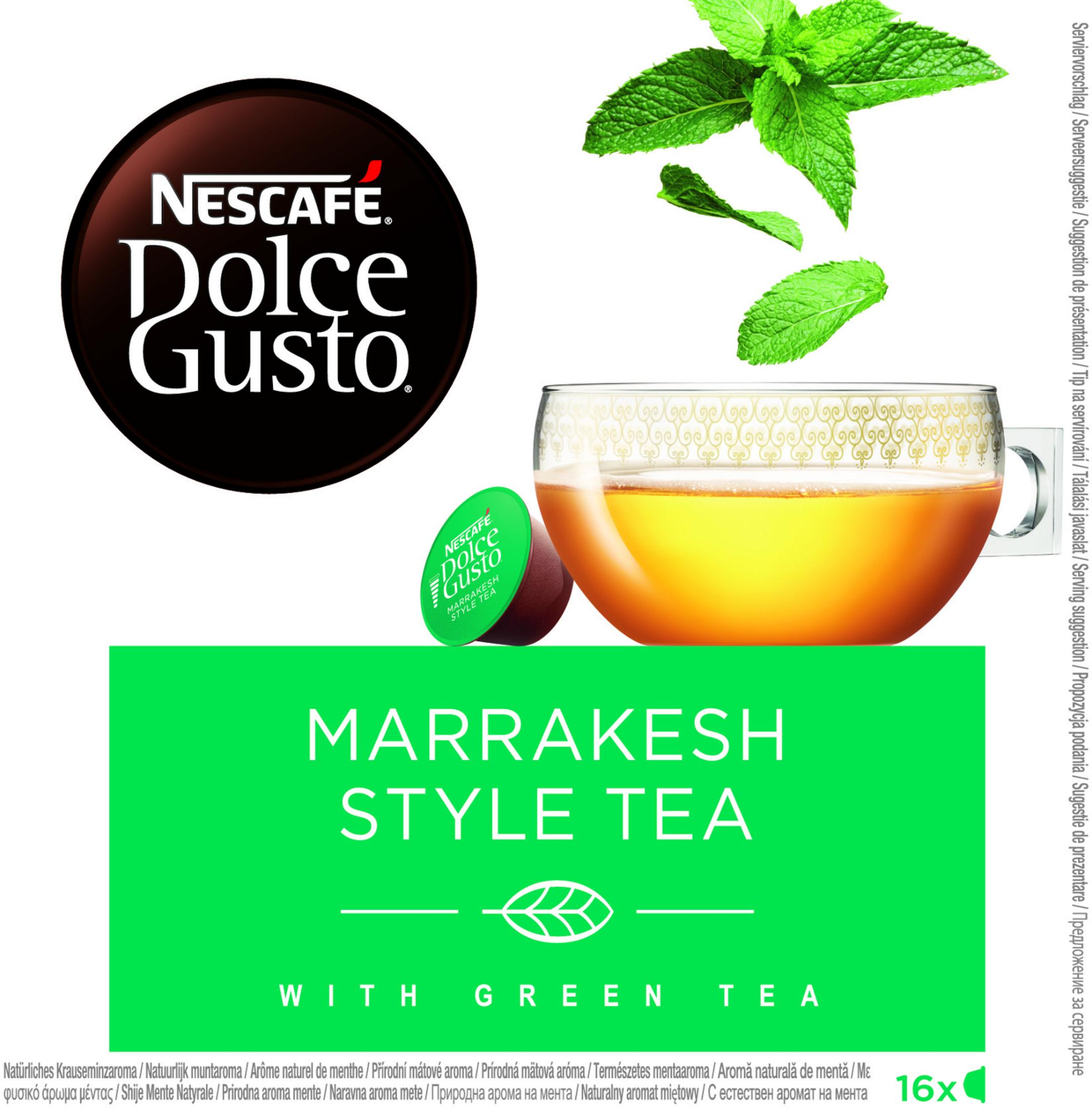 Nescafe Dolce Gusto Marrakesh Style Tea con menta e una tazza di tè.