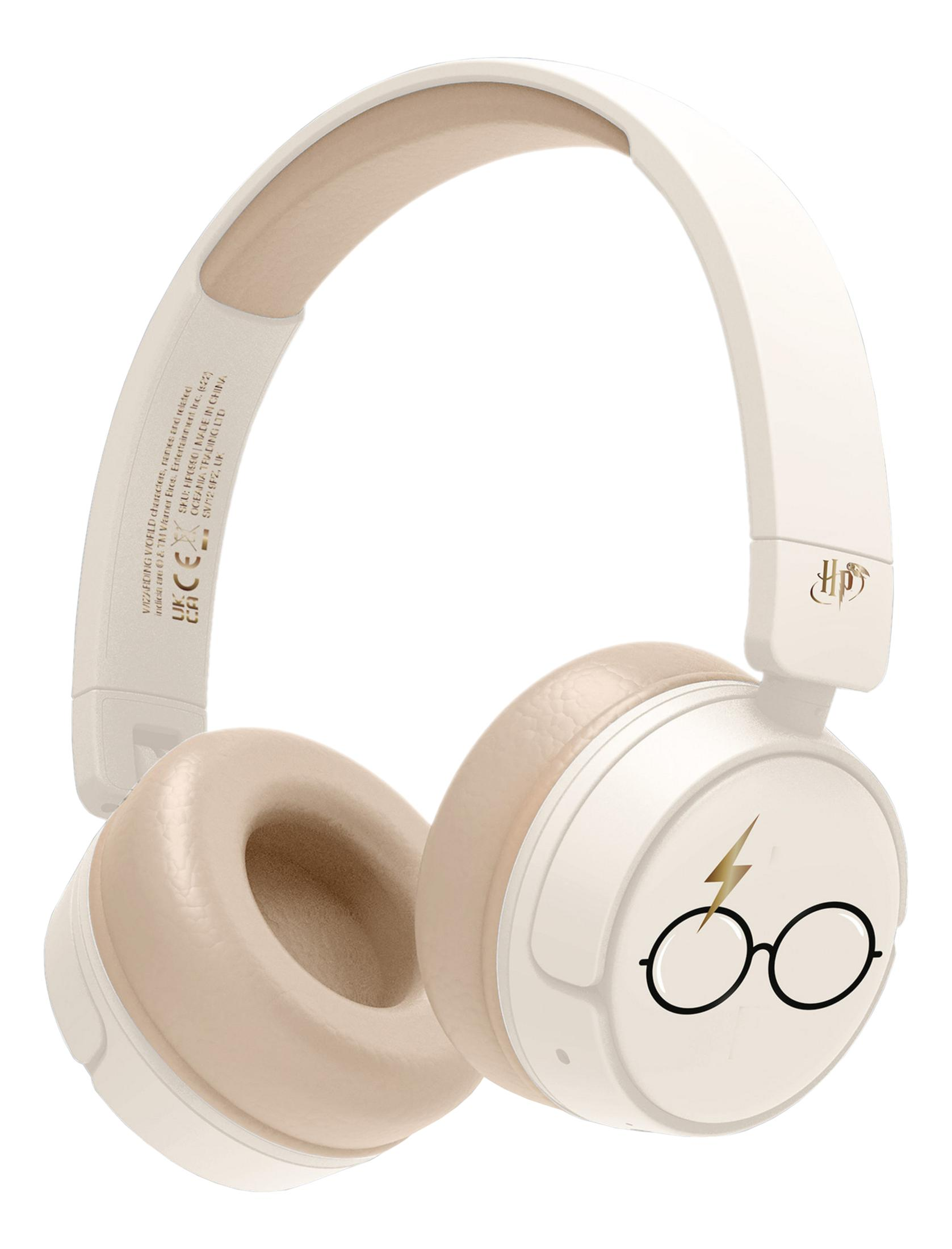 Cuffie bianche con motivo Harry Potter: fulmine e occhiali.