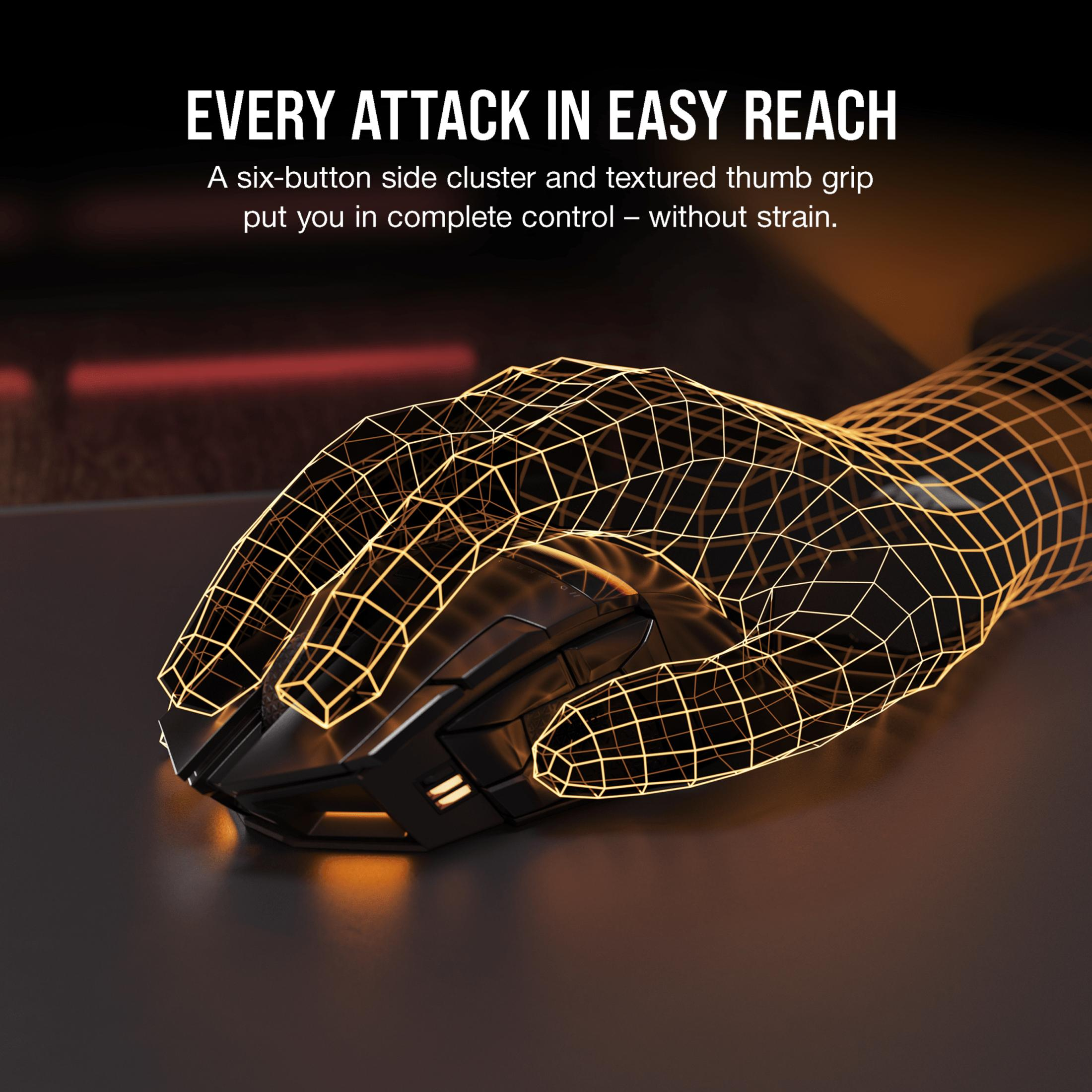 Czarna mysz z nałożonym drutem przedstawiająca dłoń.