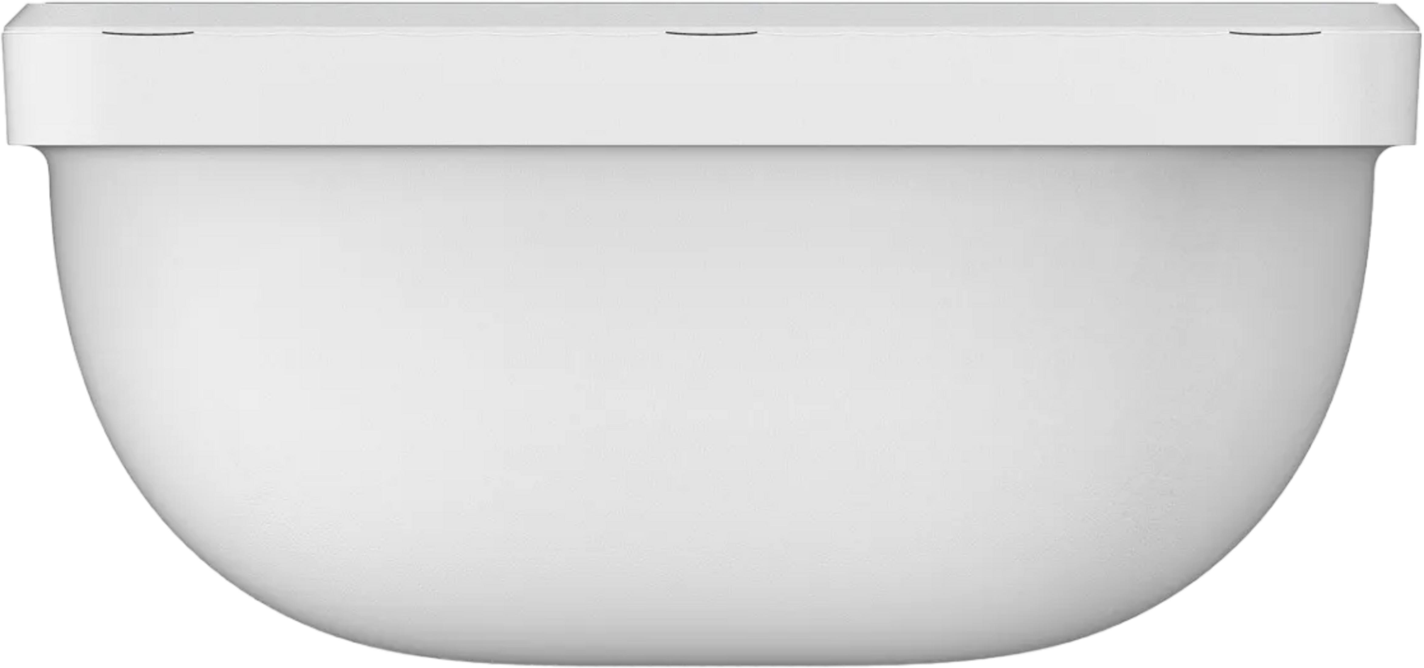 Una lámpara blanca en forma de cuenco con tapa superior.