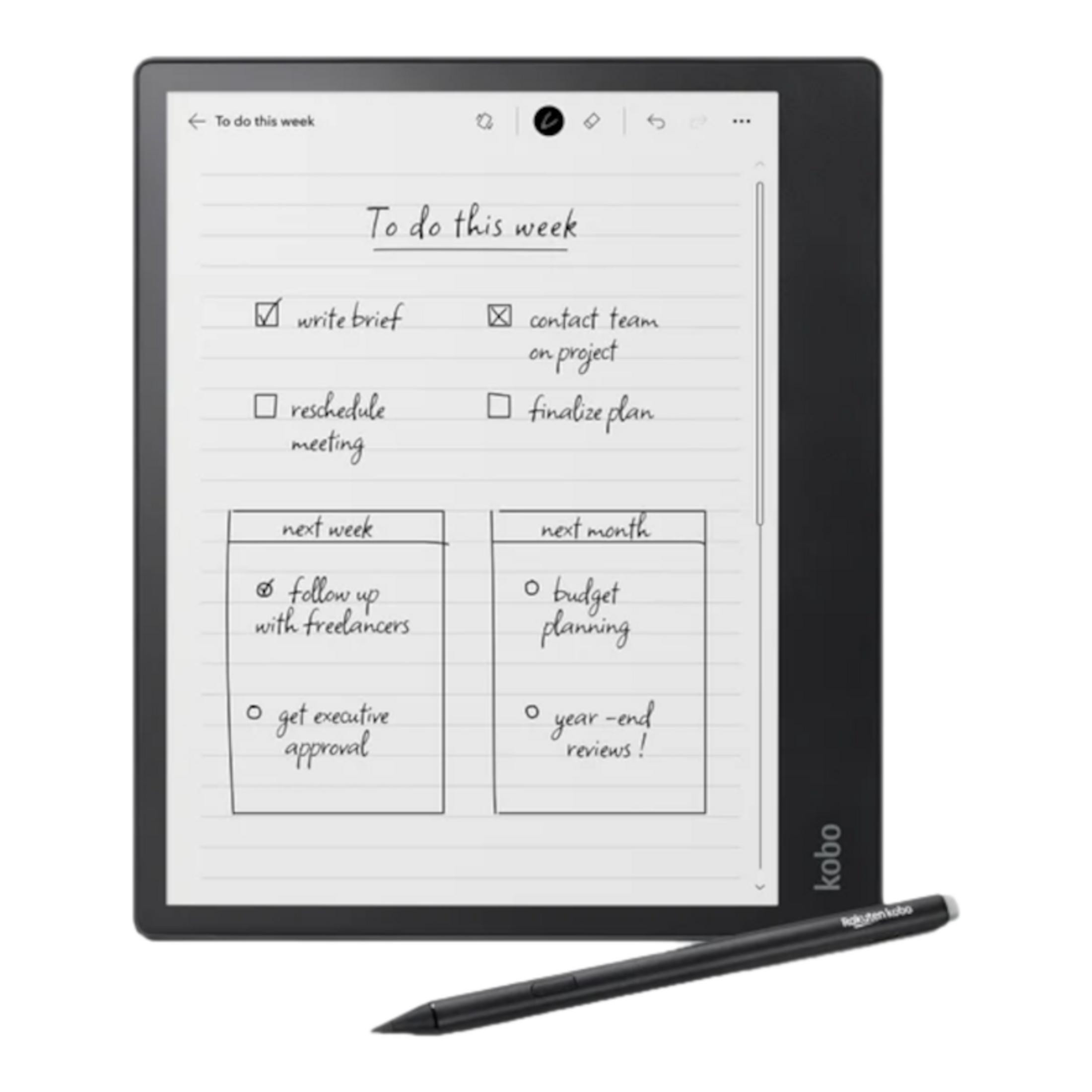 Czytnik e-booków wyświetla listę zadań na ten tydzień.