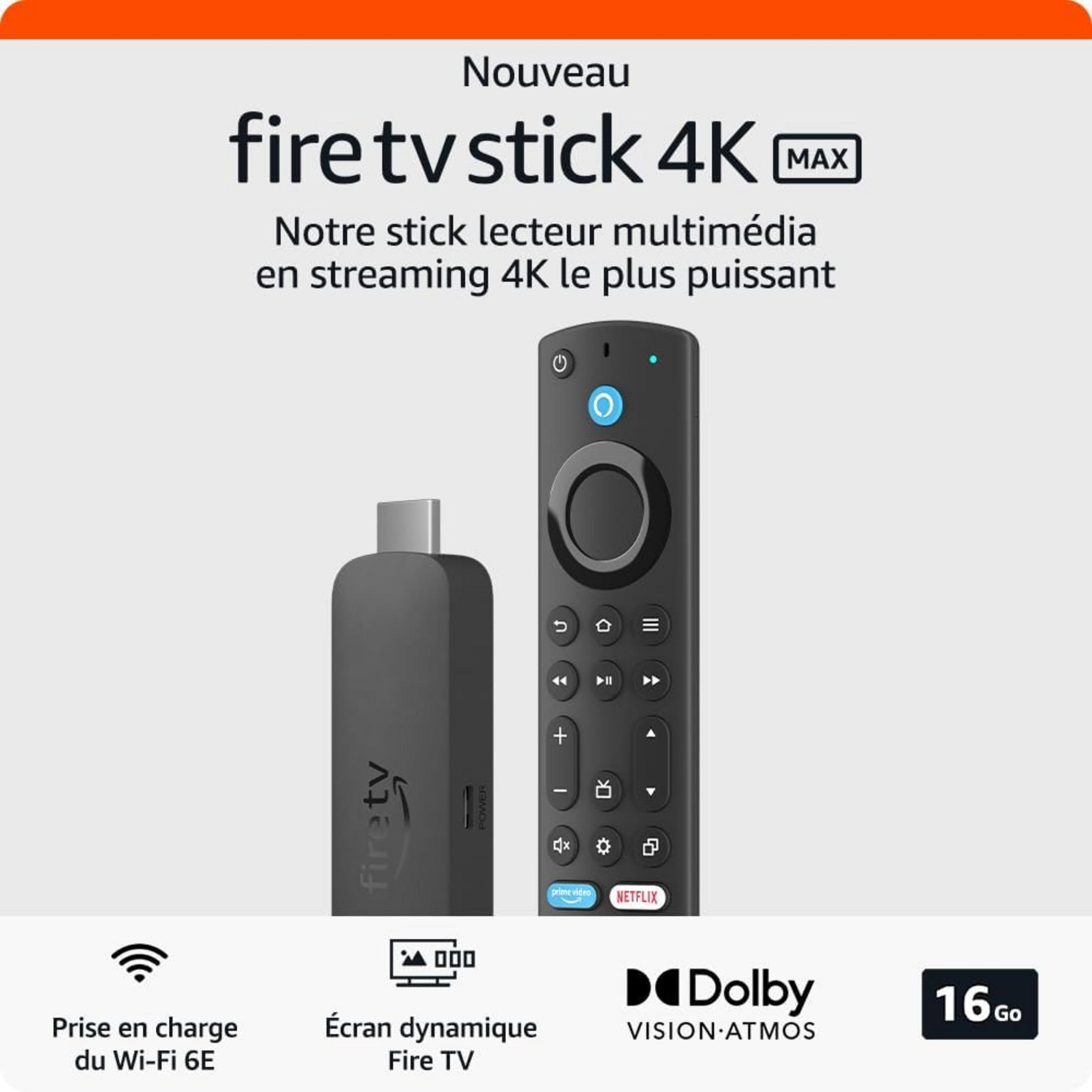 Amazon Fire TV Stick 4K Max mit Fernbedienung, Wi-Fi 6E, Dolby Vision.