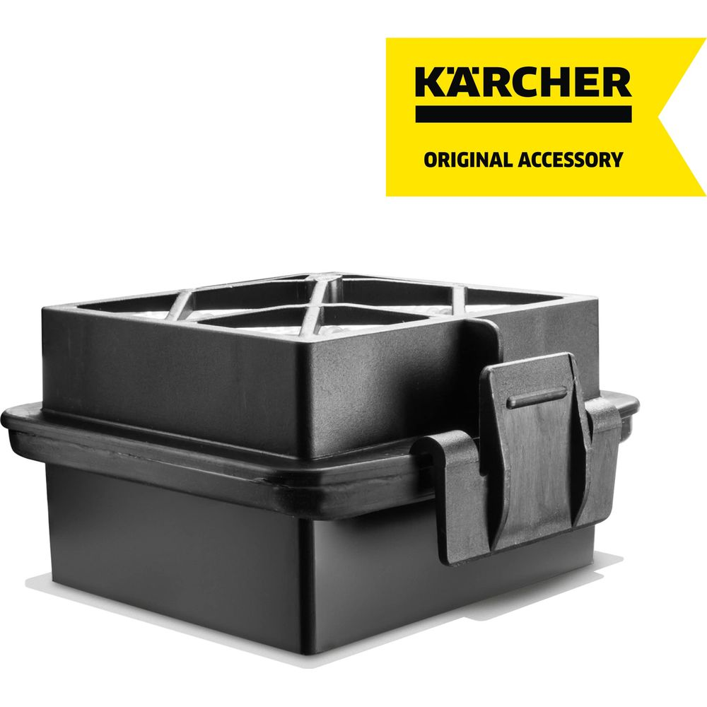 Czarny dodatek Karcher z wzorem kratki na górze.