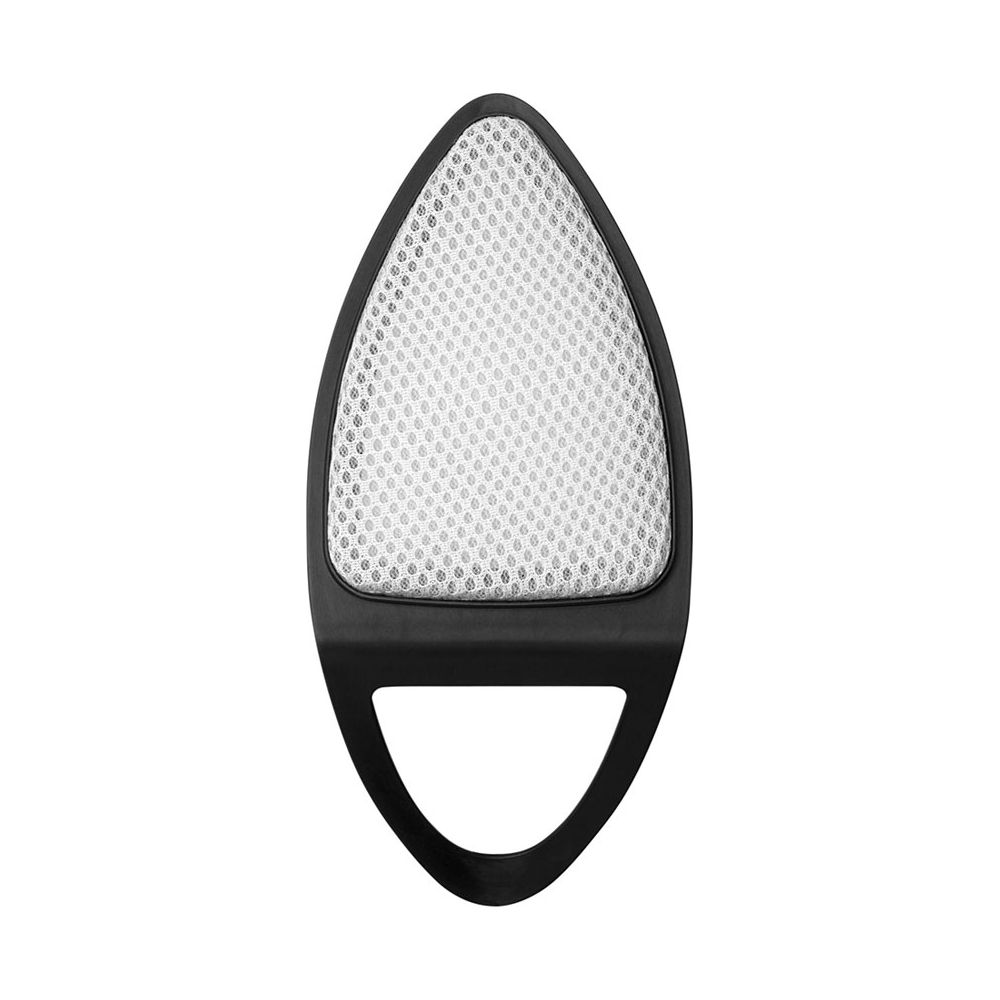 Czarna rączka z białej siateczki i pętelką w kształcie litery D.