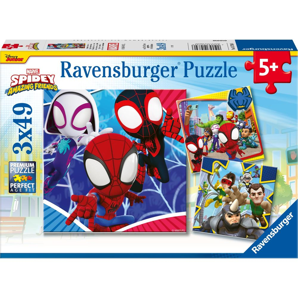 Puzzle Ravensburger 3x49 ze Spideym i Niesamowitymi Przyjaciółmi, od 5 lat.