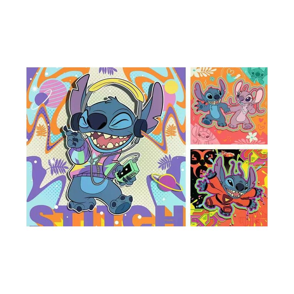 Stitch ze słuchawkami i odtwarzaczem, Stitch i Angel, Stitch w pomarańczowym.
