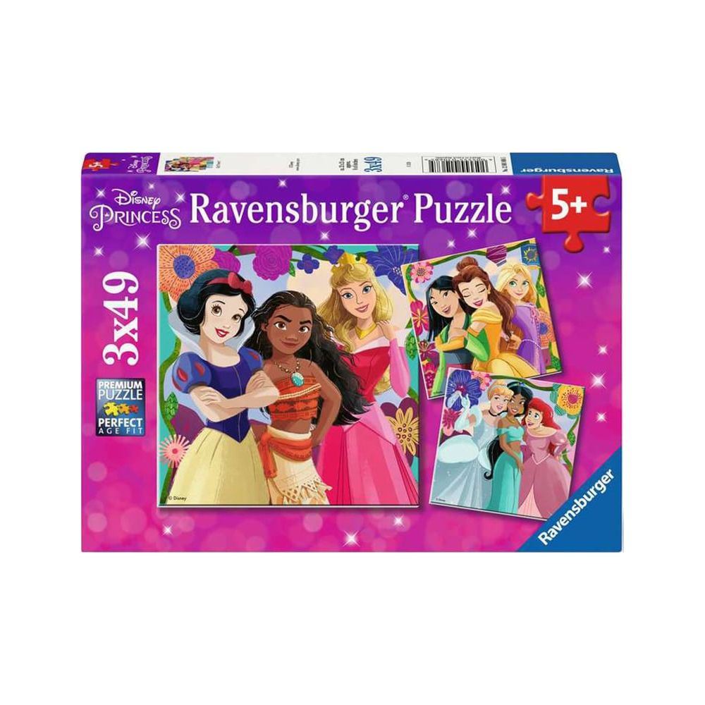 Puzzle Ravensburger con Principesse Disney: Biancaneve, Moana, Aurora e altre.