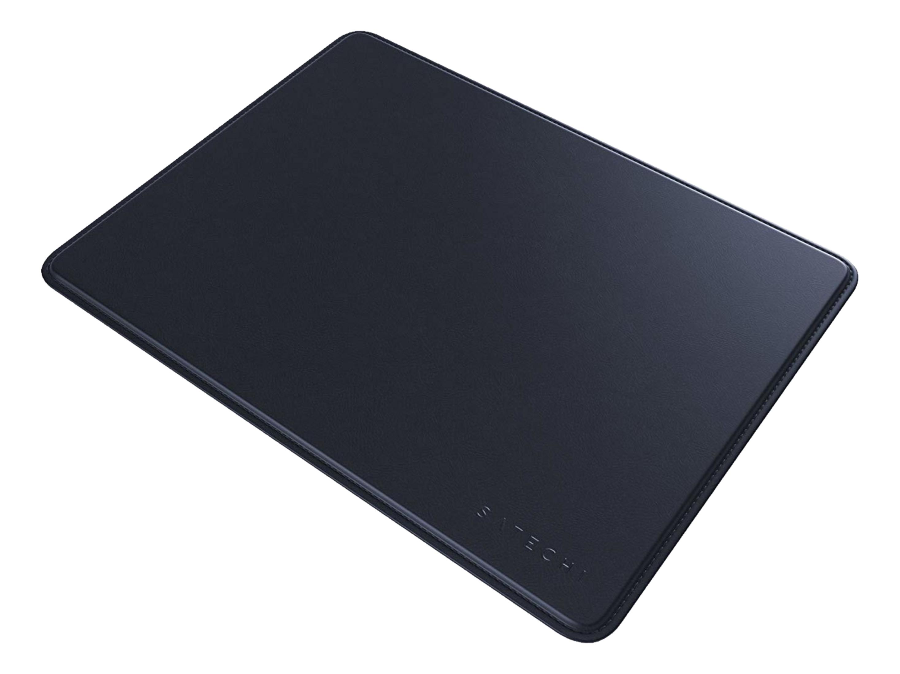 Superficie per mouse blu scuro con texture fine e cuciture.