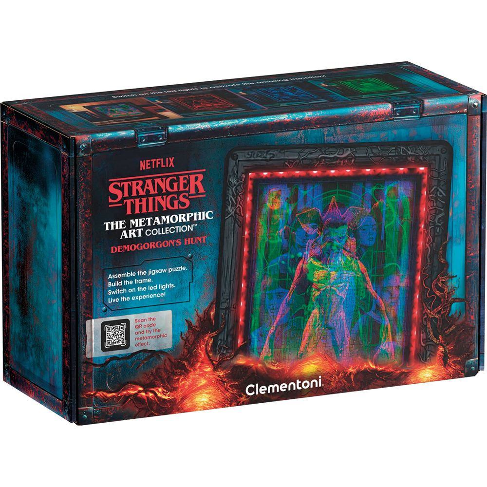 Stranger Things-Verpackung mit Demogorgon-Bild und LED-Beleuchtung.