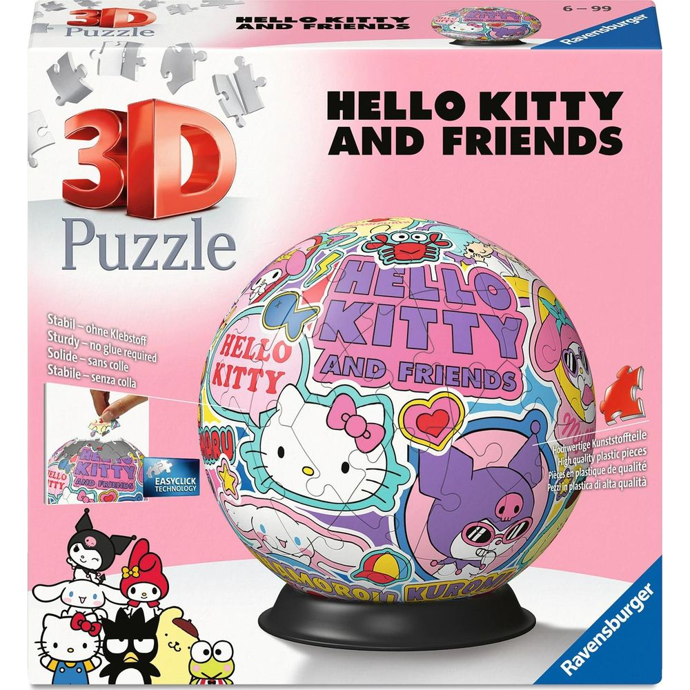 Pudełko z puzzlami 3D Hello Kitty i Przyjaciele z okrągłą puzzlą.