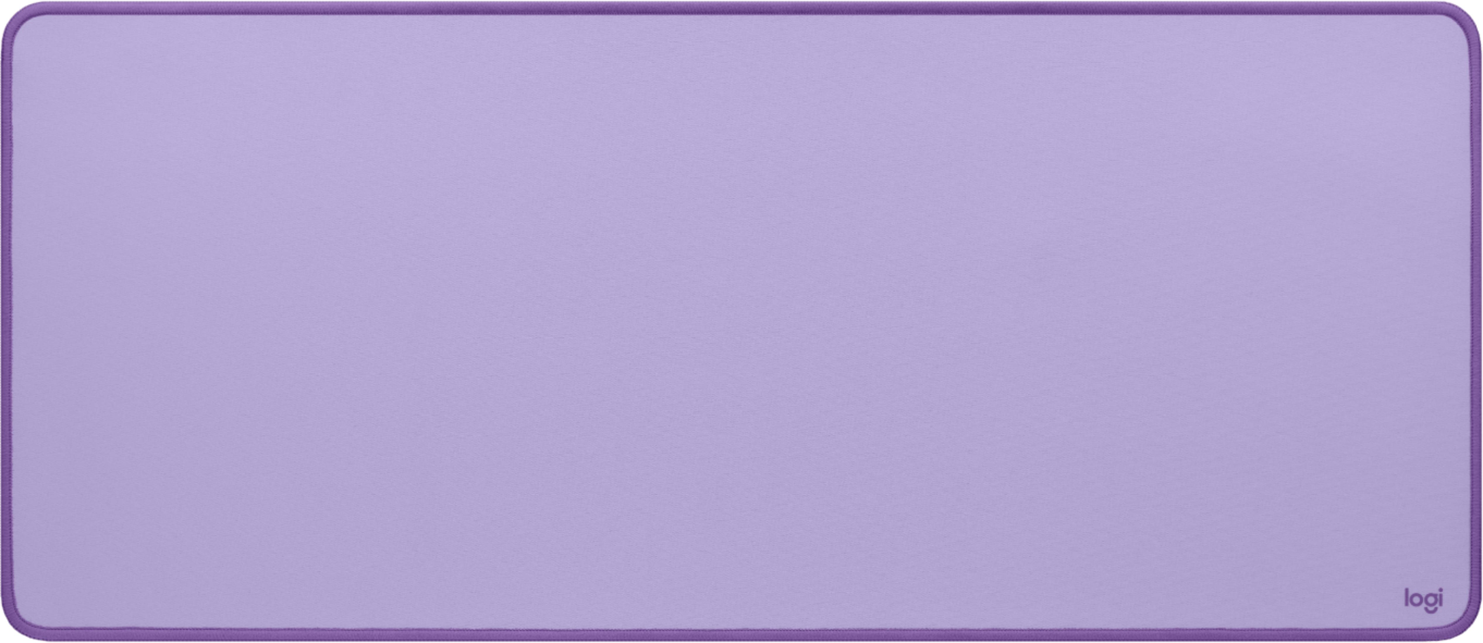 Fioletowa podkładka pod mysz Logitech z fioletowymi szwami.