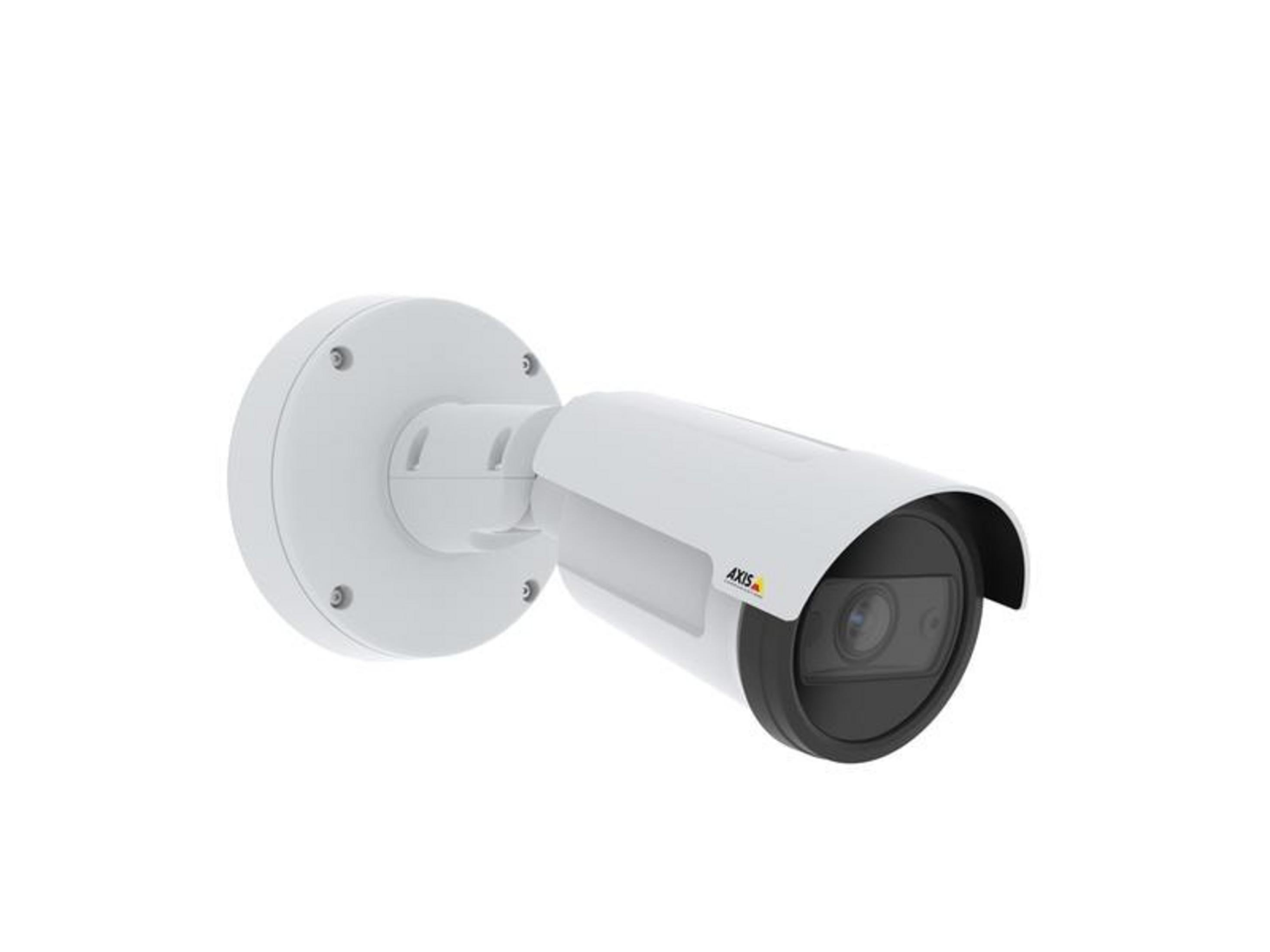 Biała kamera bezpieczeństwa z czarną soczewką, zamontowana na okrągłej podstawie.