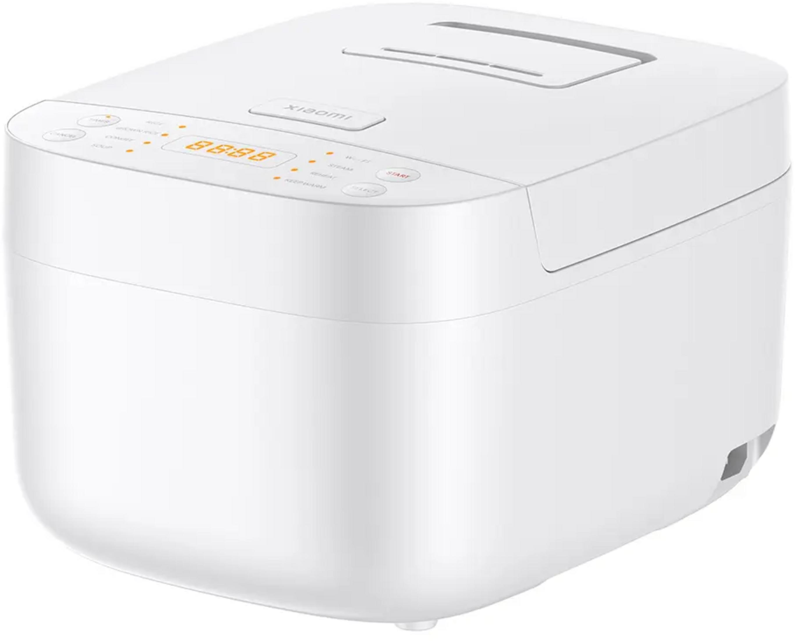 Biała রান্না-cooker Xiaomi z cyfrowym wyświetlaczem i przyciskami.