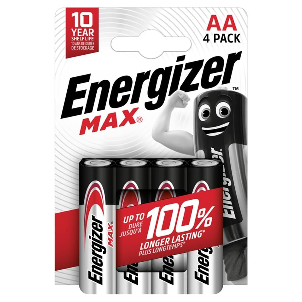 Baterie Energizer AA opakowanie 4 szt. 10 lat trwałości, 100% dłuższa żywotność.