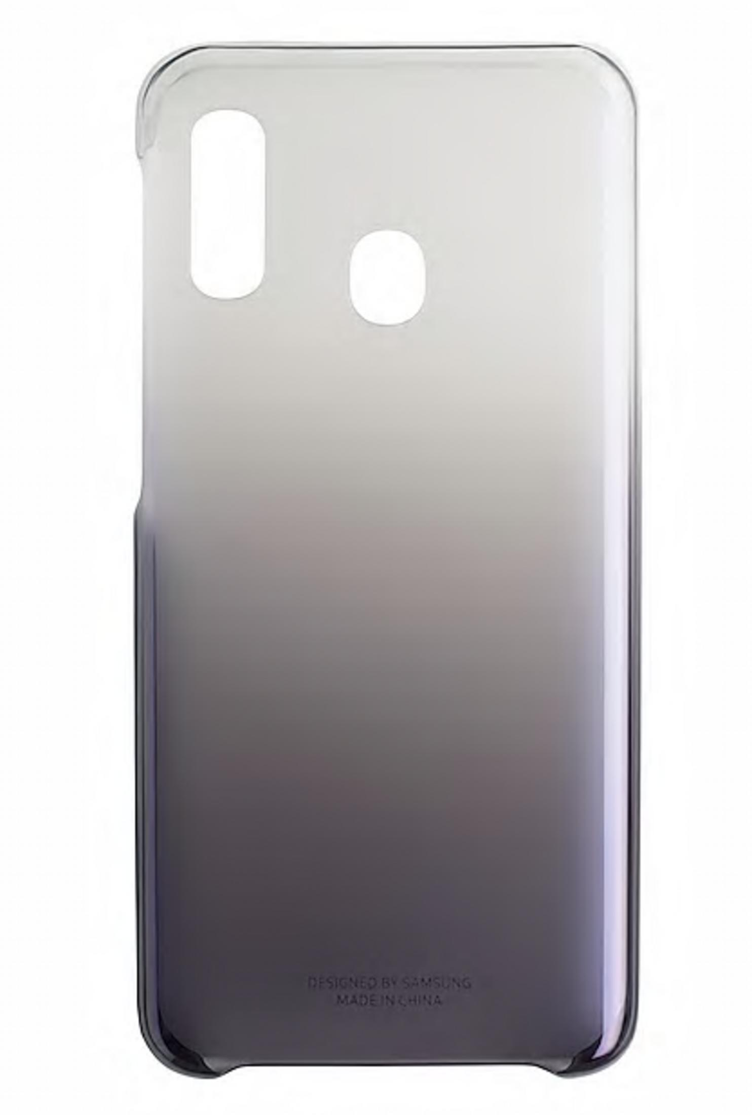 Przezroczyste etui na telefon z gradientem od szarego do czarnego.