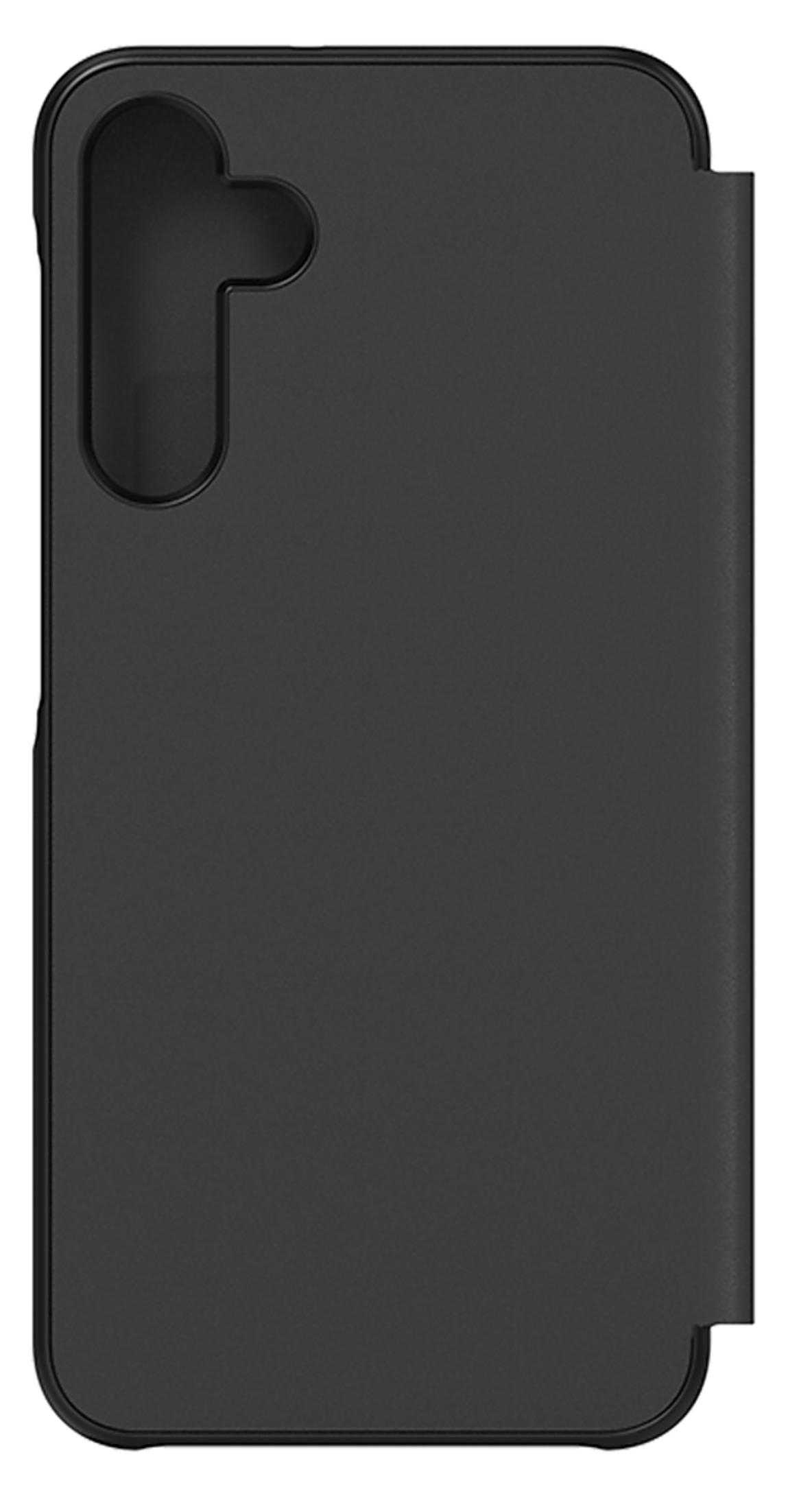 Coque de téléphone noire avec découpe pour objectif photo, vue de côté.