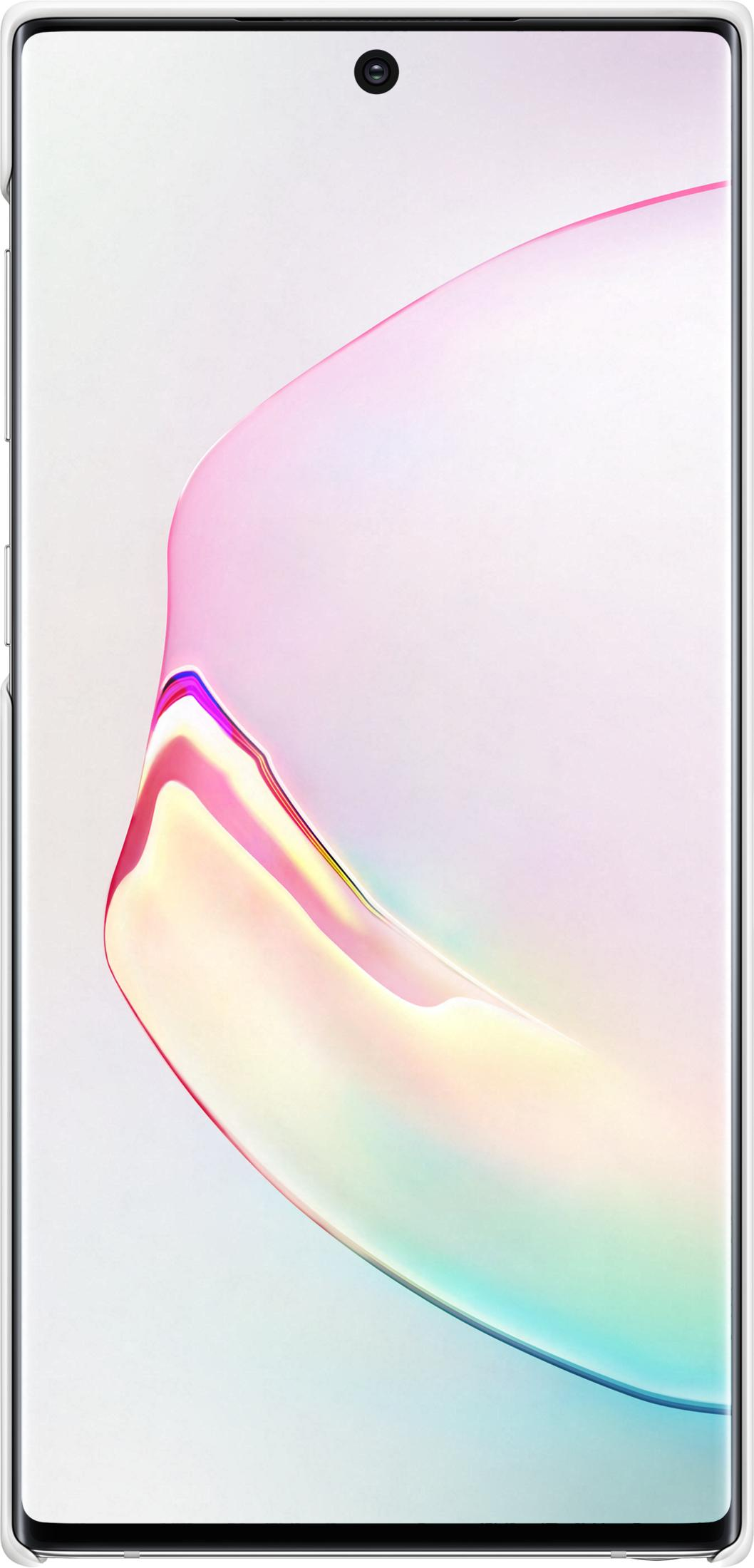 Ein Smartphone mit einem Loch für die Frontkamera und einem bunten Hintergrund.