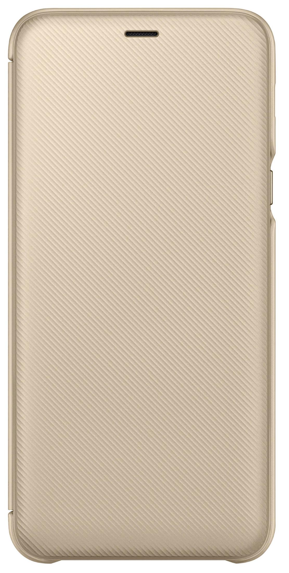 Goldene Handyhülle mit schrägem Rippenmuster und Aussparung oben.