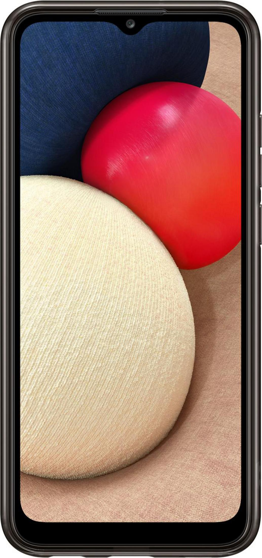 Nahaufnahme eines Smartphones mit bunter, abstrakter Grafik. Dunkelblau, Rot und Beige.