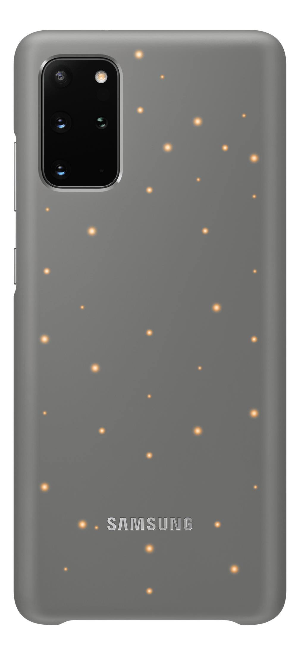 Graue Handyhülle mit Lichtpunkten und Samsung-Logo.