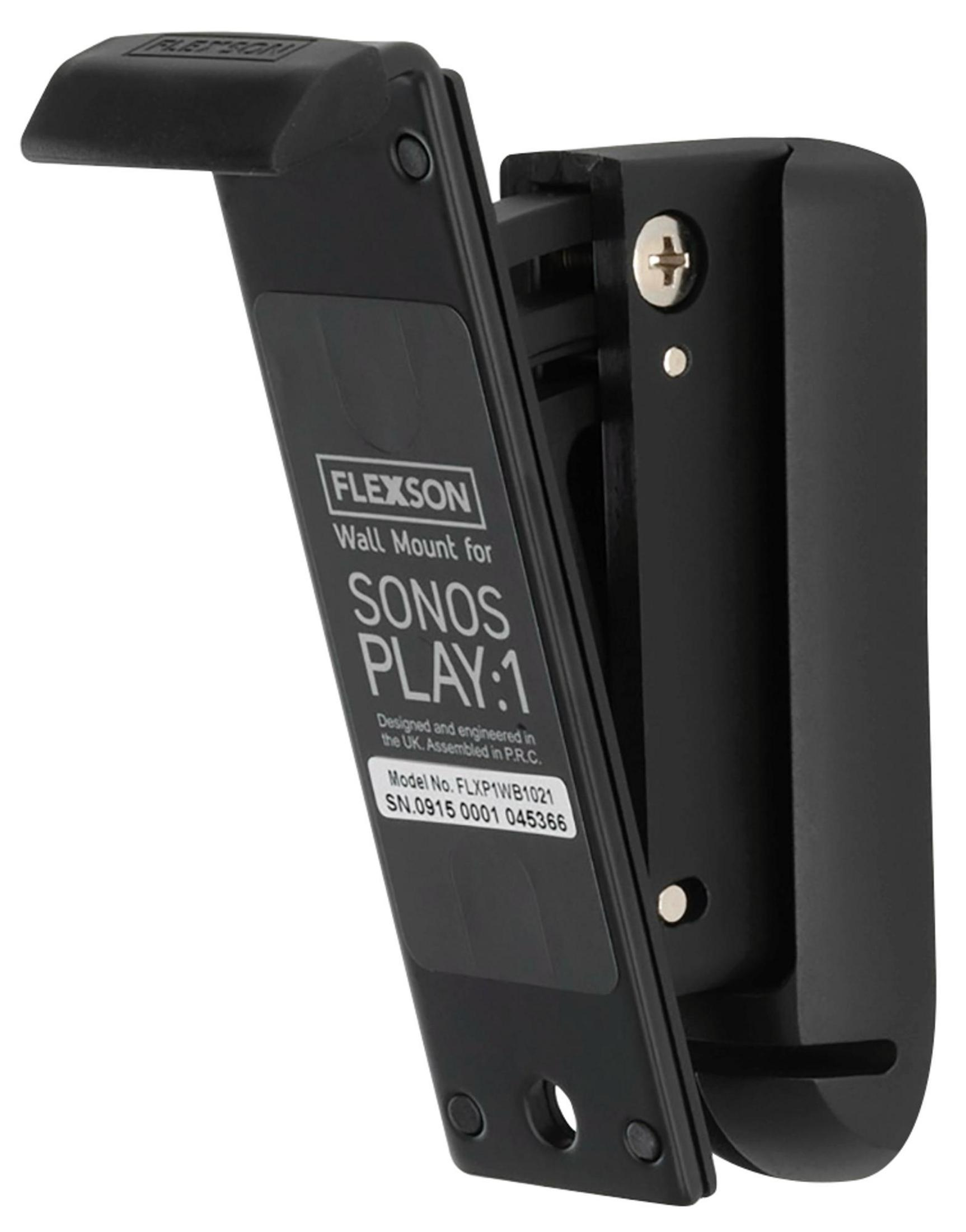 Schwarze Wandhalterung für Sonos Play:1 mit Schrauben.