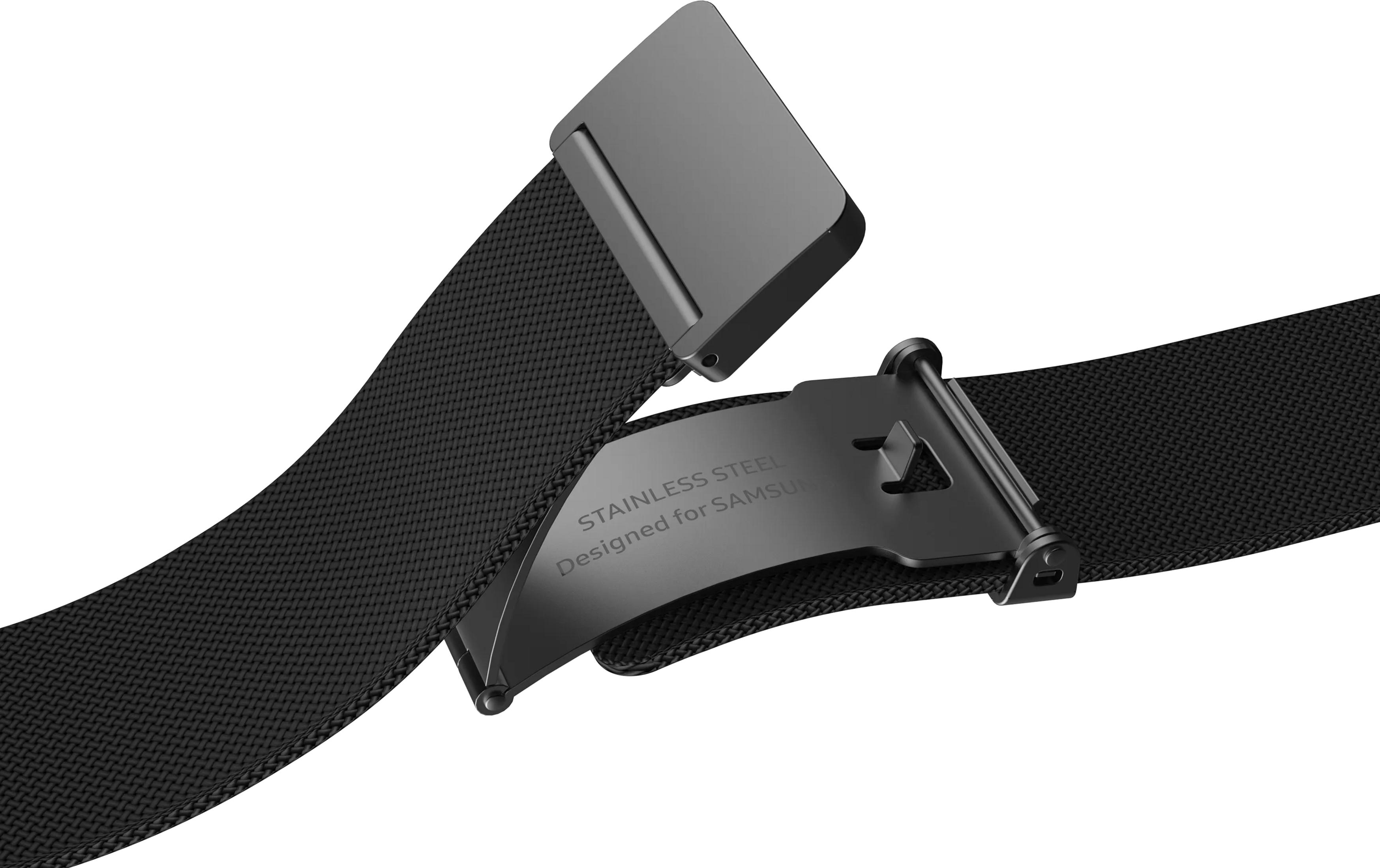 Pulsera negra de malla de acero inoxidable con cierre. Diseñada para Samsung.