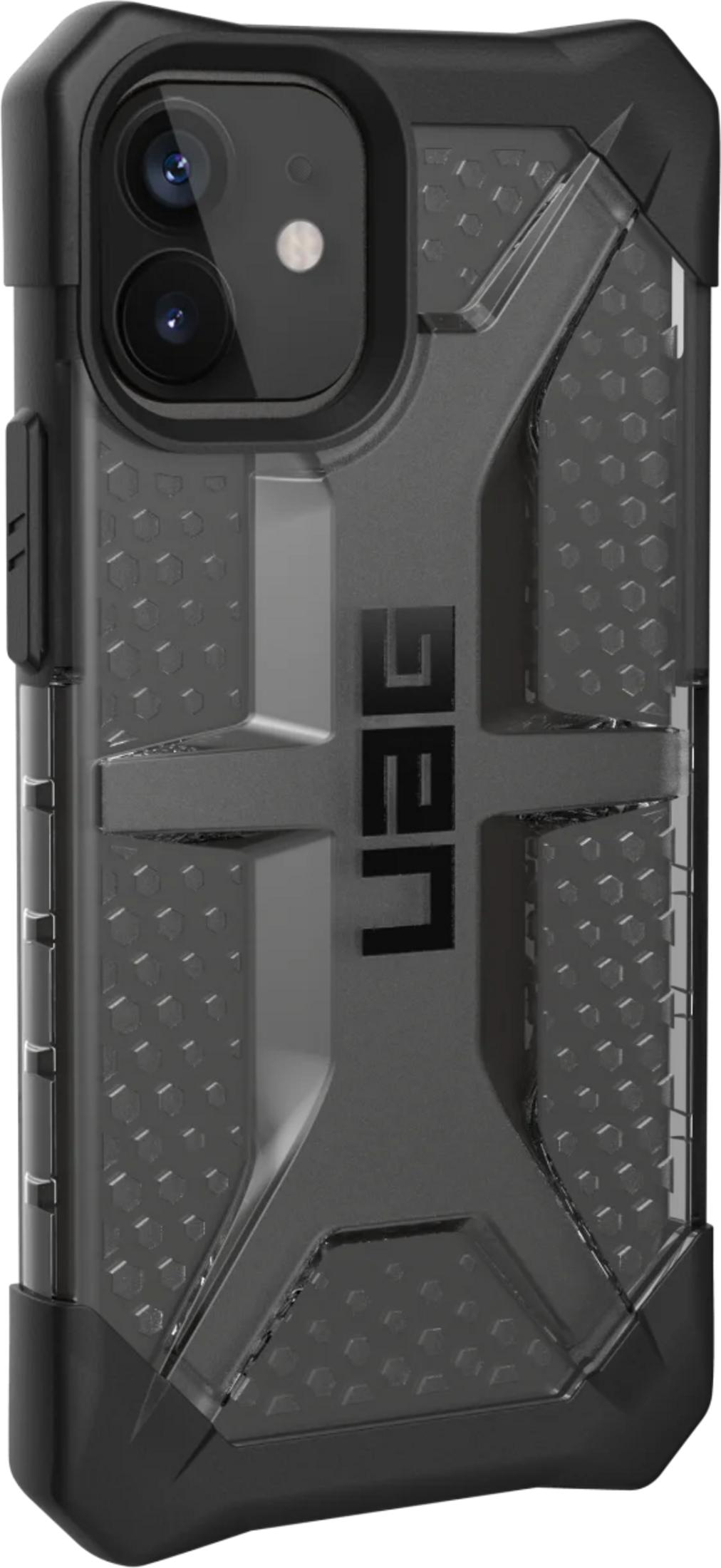 Schwarze Handyhülle mit sechseckigem Muster und UAG-Logo.