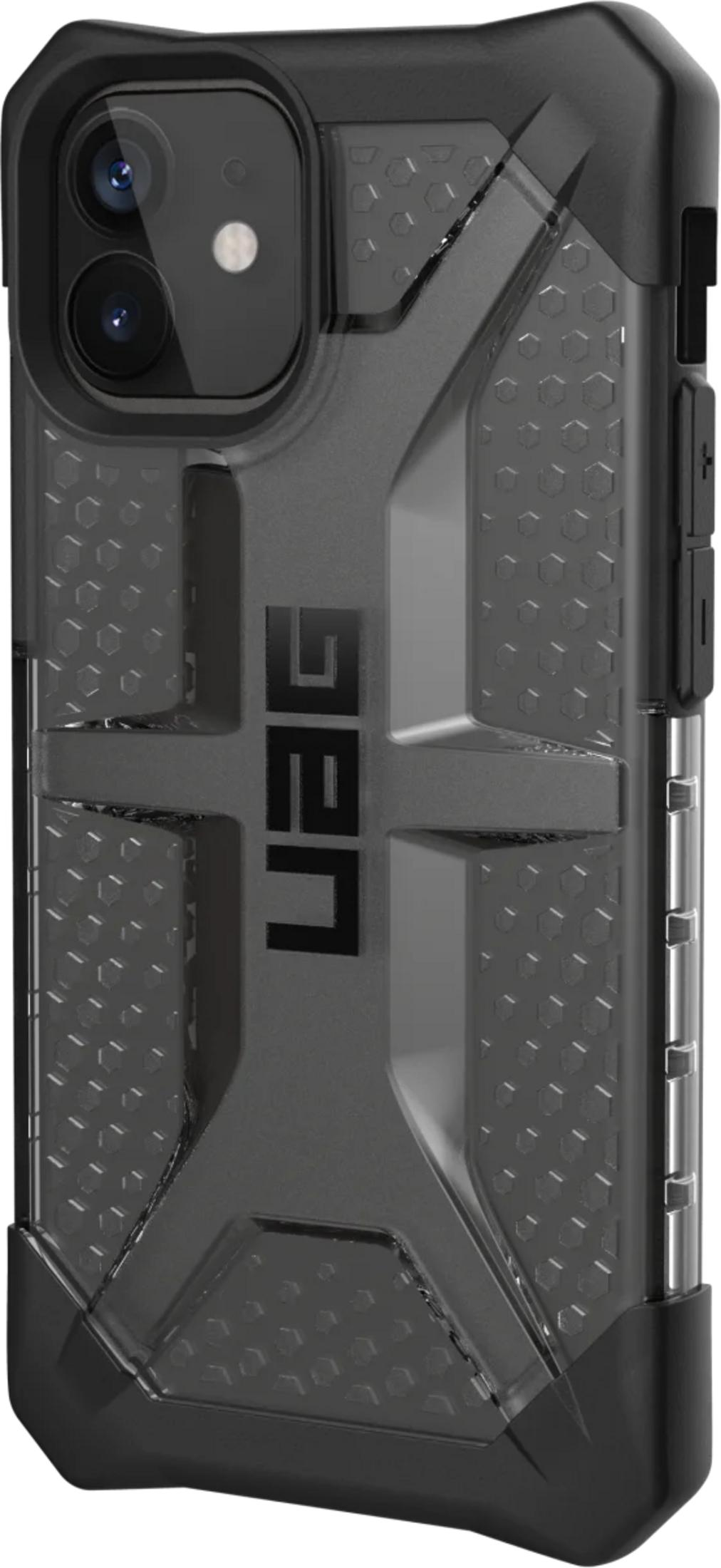 Schwarze Handyhülle mit sechseckigem Muster und UAG-Logo.