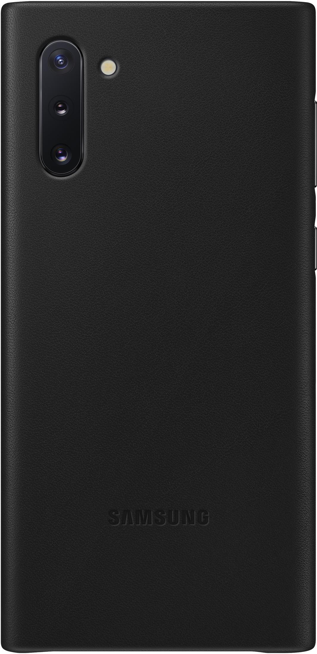 Funda negra Samsung con cámaras verticales y marca.