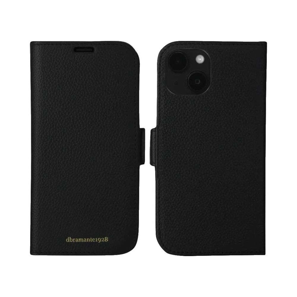 Schwarzes Handy-Flip-Case mit Kameraaussparung und Logo.