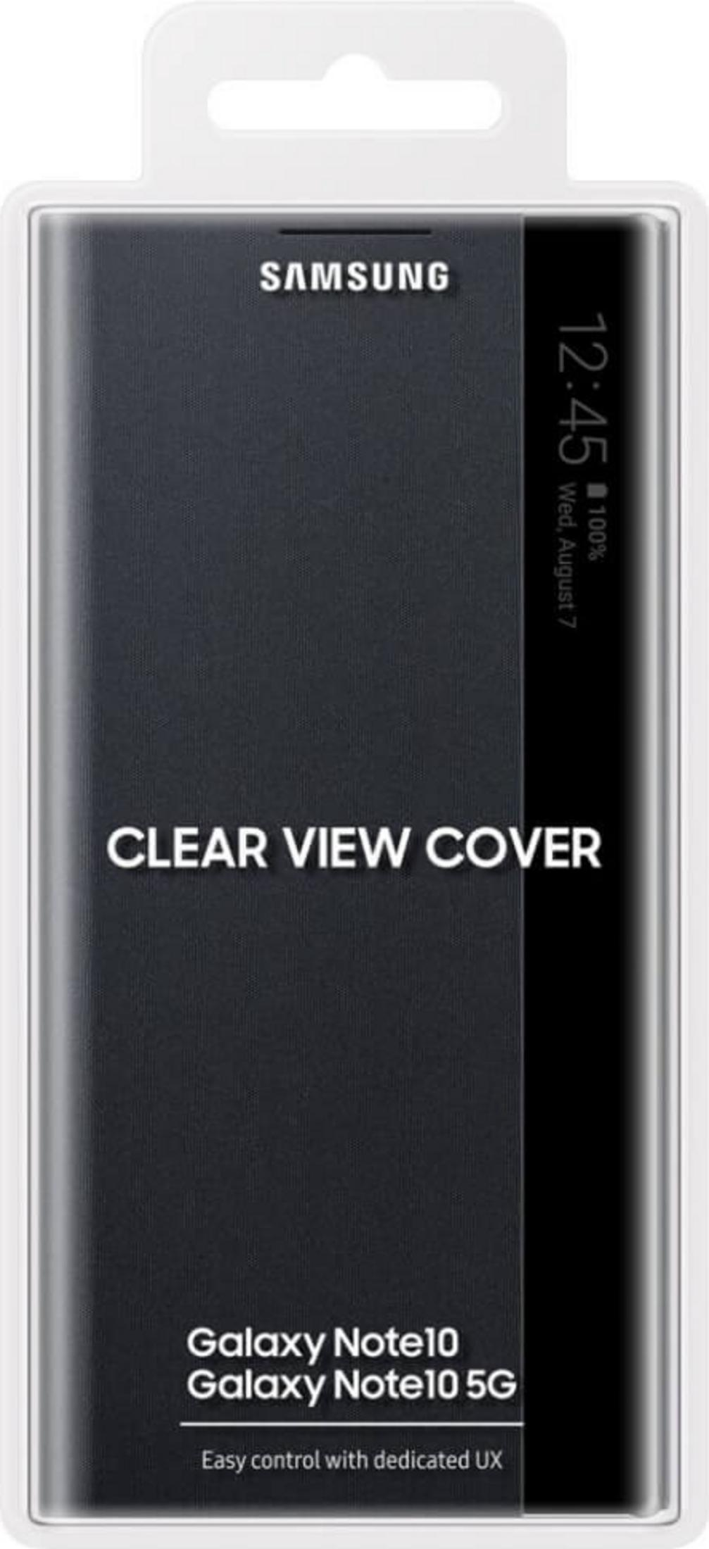 Cover Samsung Clear View per Galaxy Note10/5G, mostra ora e batteria.