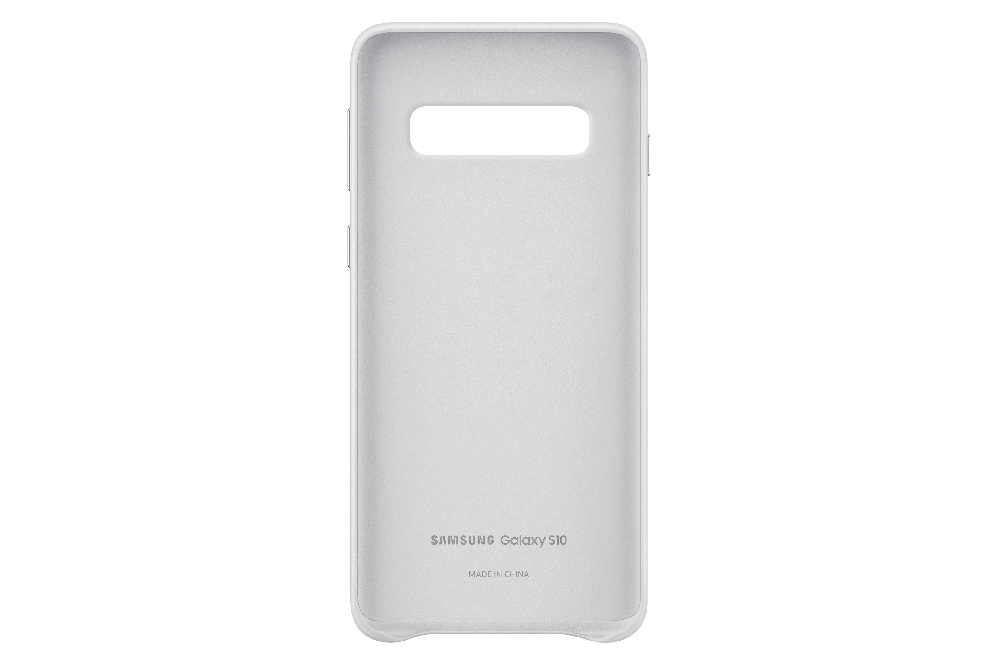 Eine weiße Handyhülle für ein Samsung Galaxy S10 mit Kameraaussparung.
