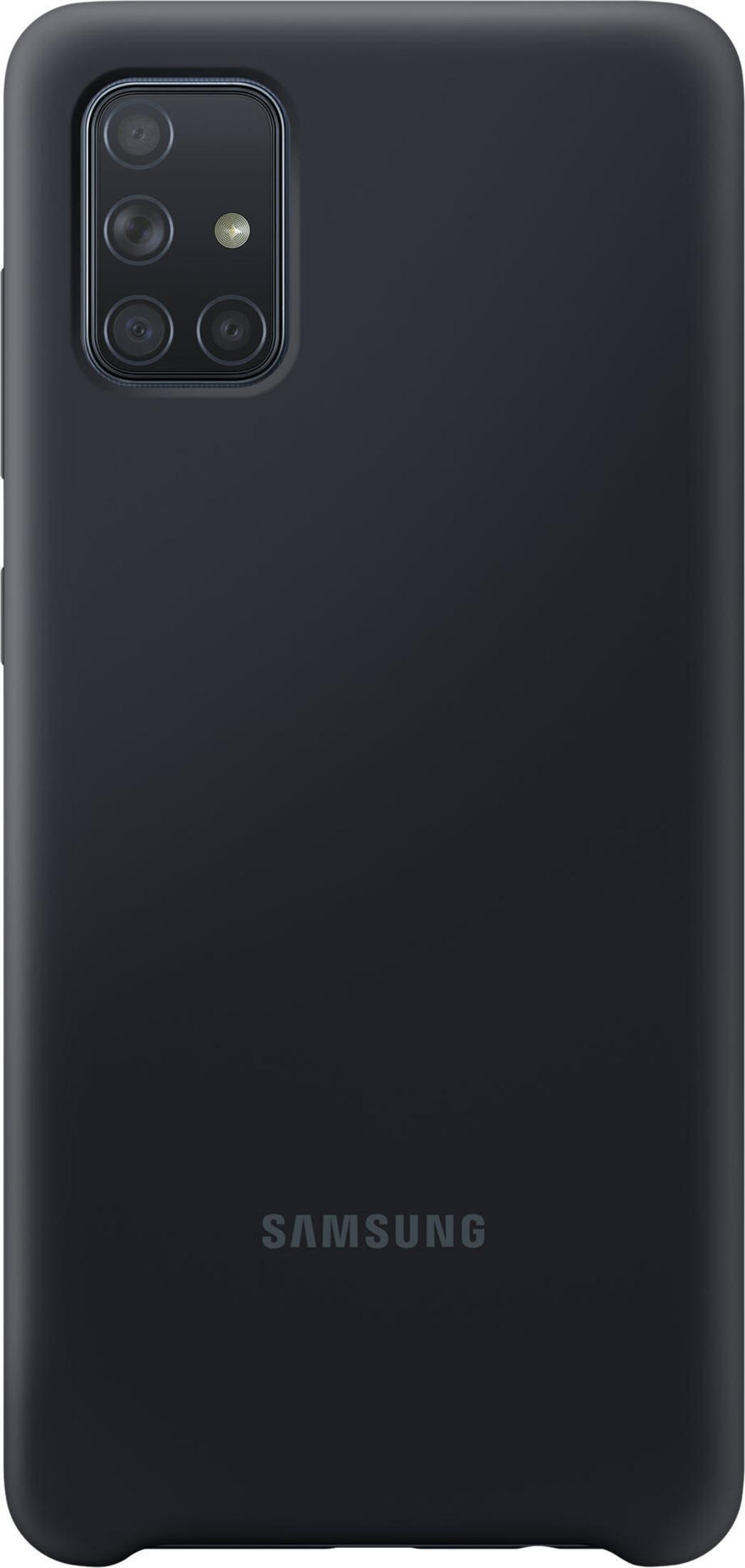 Funda negra para Samsung con módulo de cámara y logo.