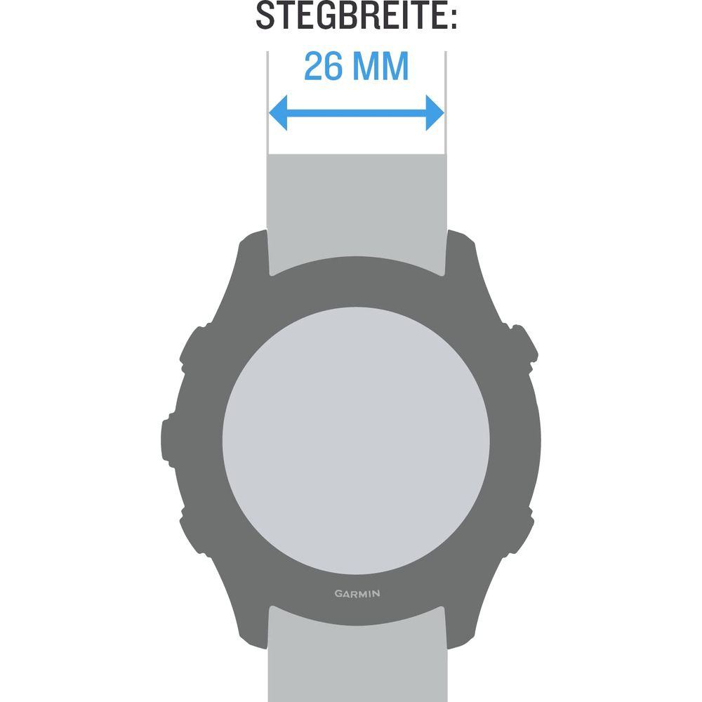 Orologio grigio con testo: Larghezza ansa: 26 mm.