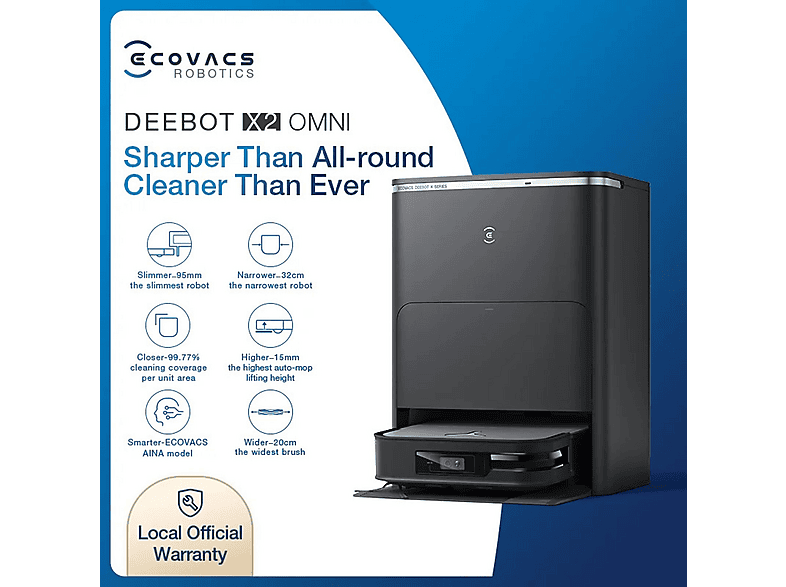 ECOVACS X2 Omni Robot Süpürge Siyah Fiyat & Özellik | MediaMarkt