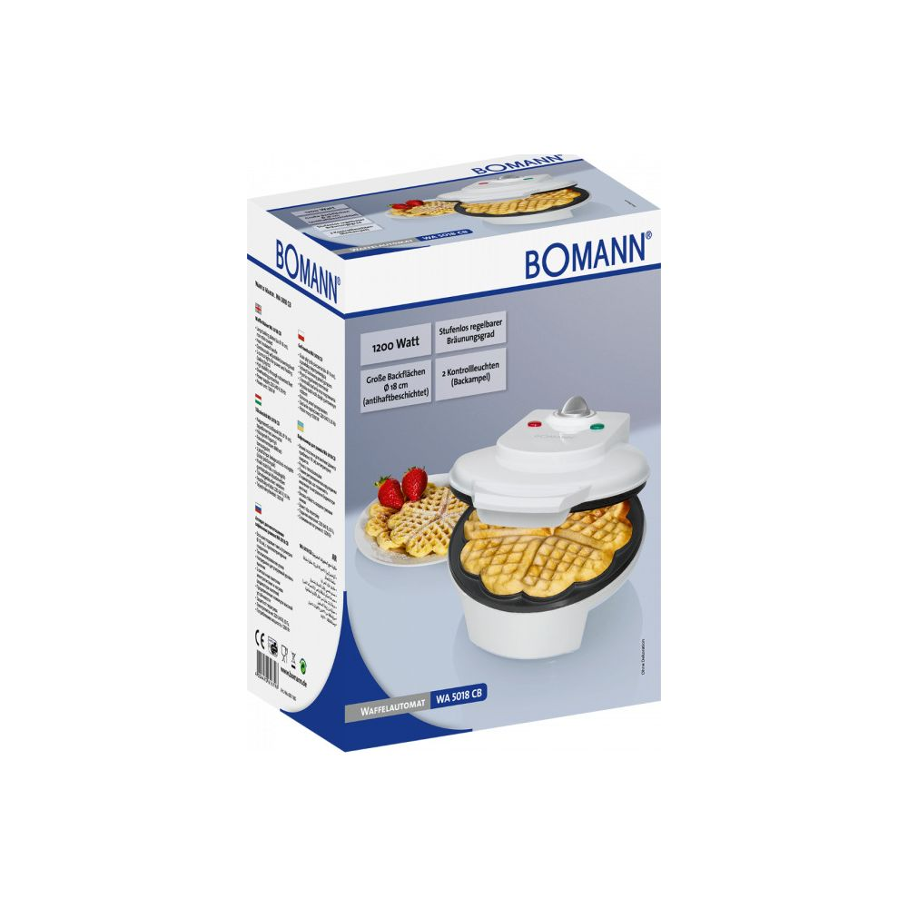 Gofrownica Bomann WA 5018 CB 1200W z płytami 18cm.