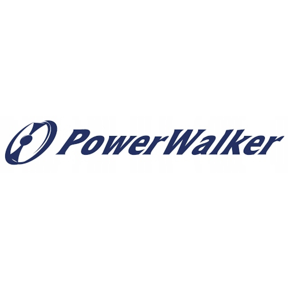 Logo PowerWalker przedstawia stylizowane koło i nazwę marki w ciemnoniebieskim kolorze.