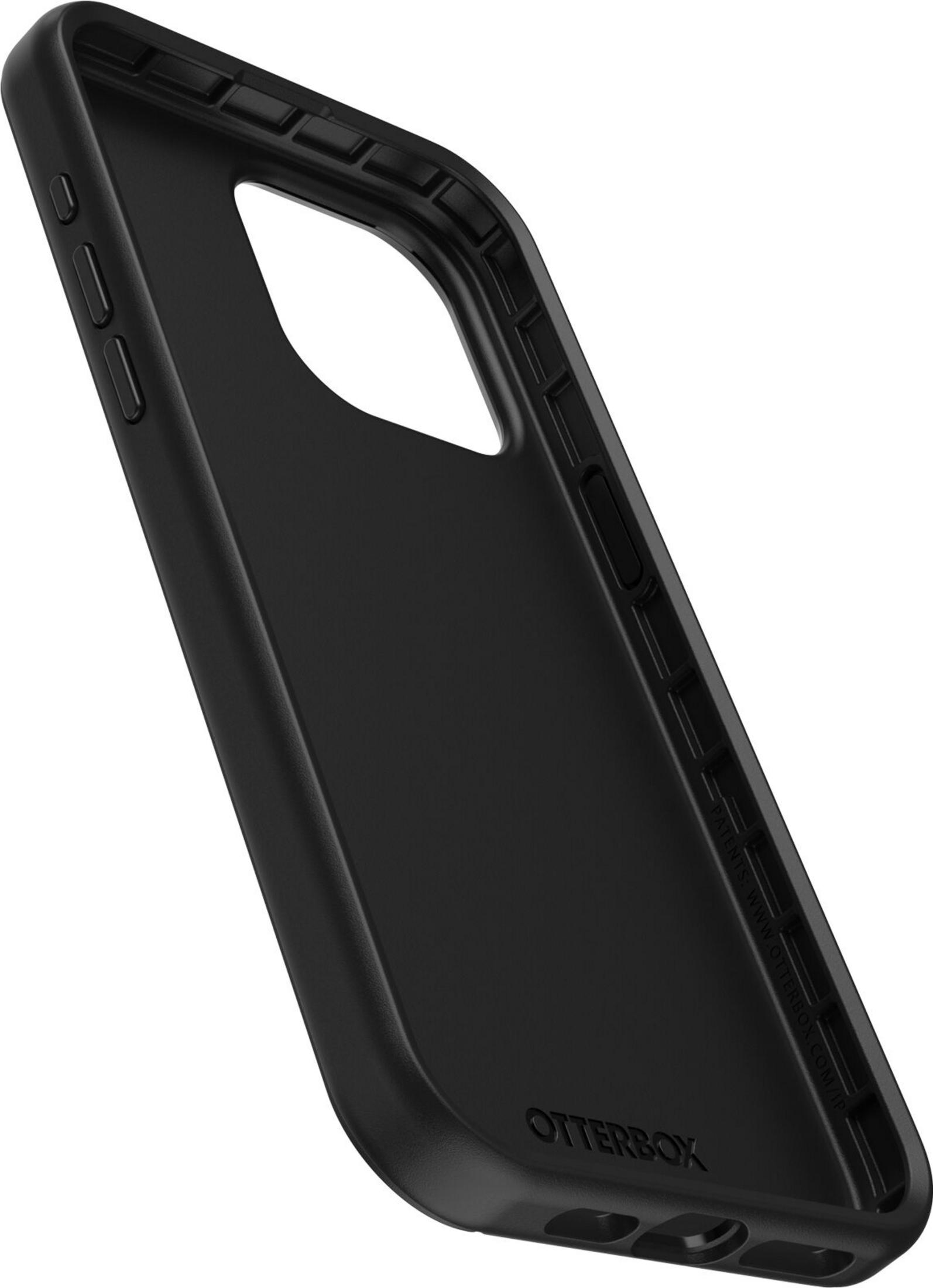 Schwarze Handyhülle von Otterbox, Innenseite mit Aussparungen und Tasten.