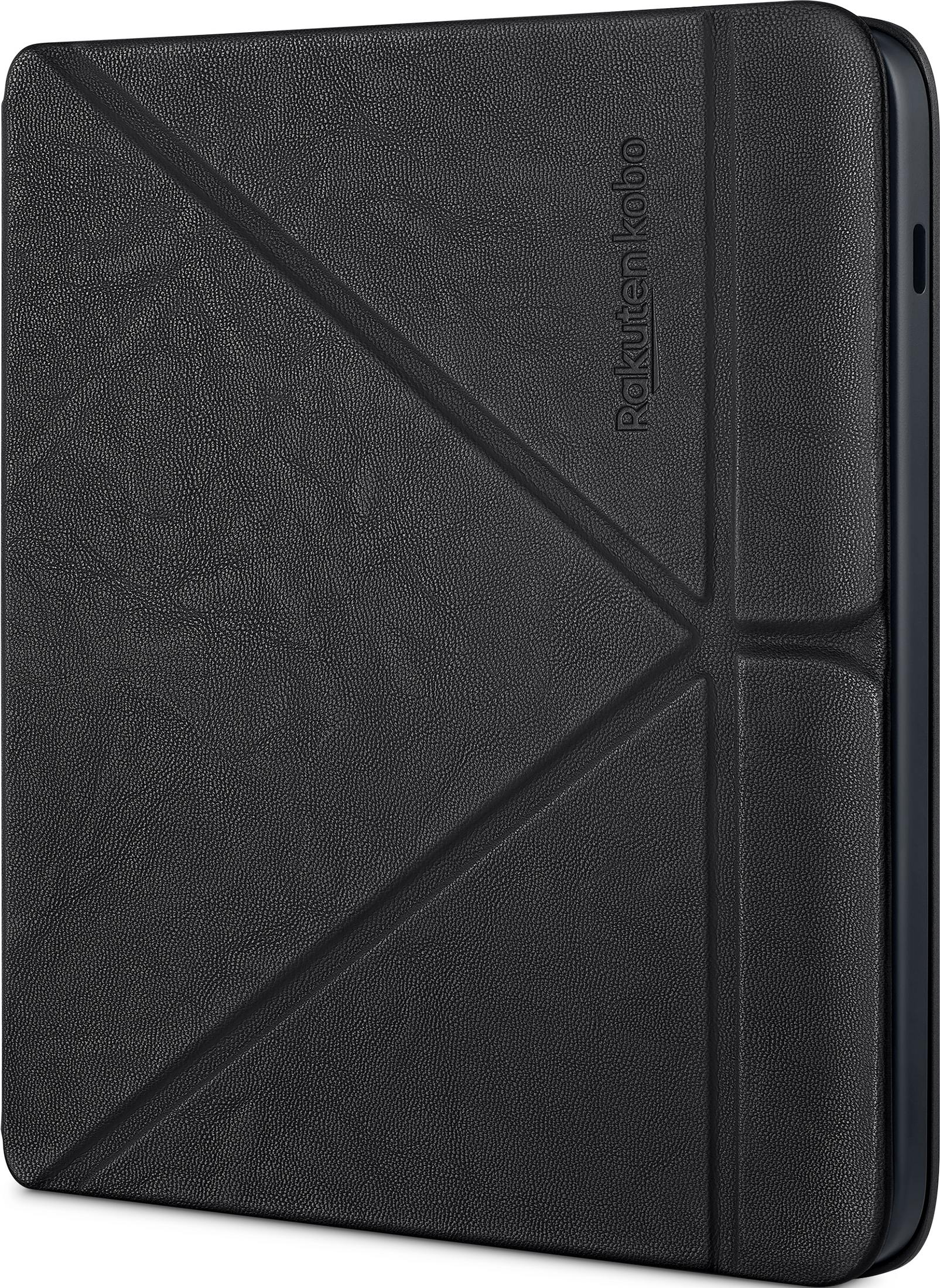 Funda negra para e-reader con patrón de diamantes y logo "Rakuten Kobo".