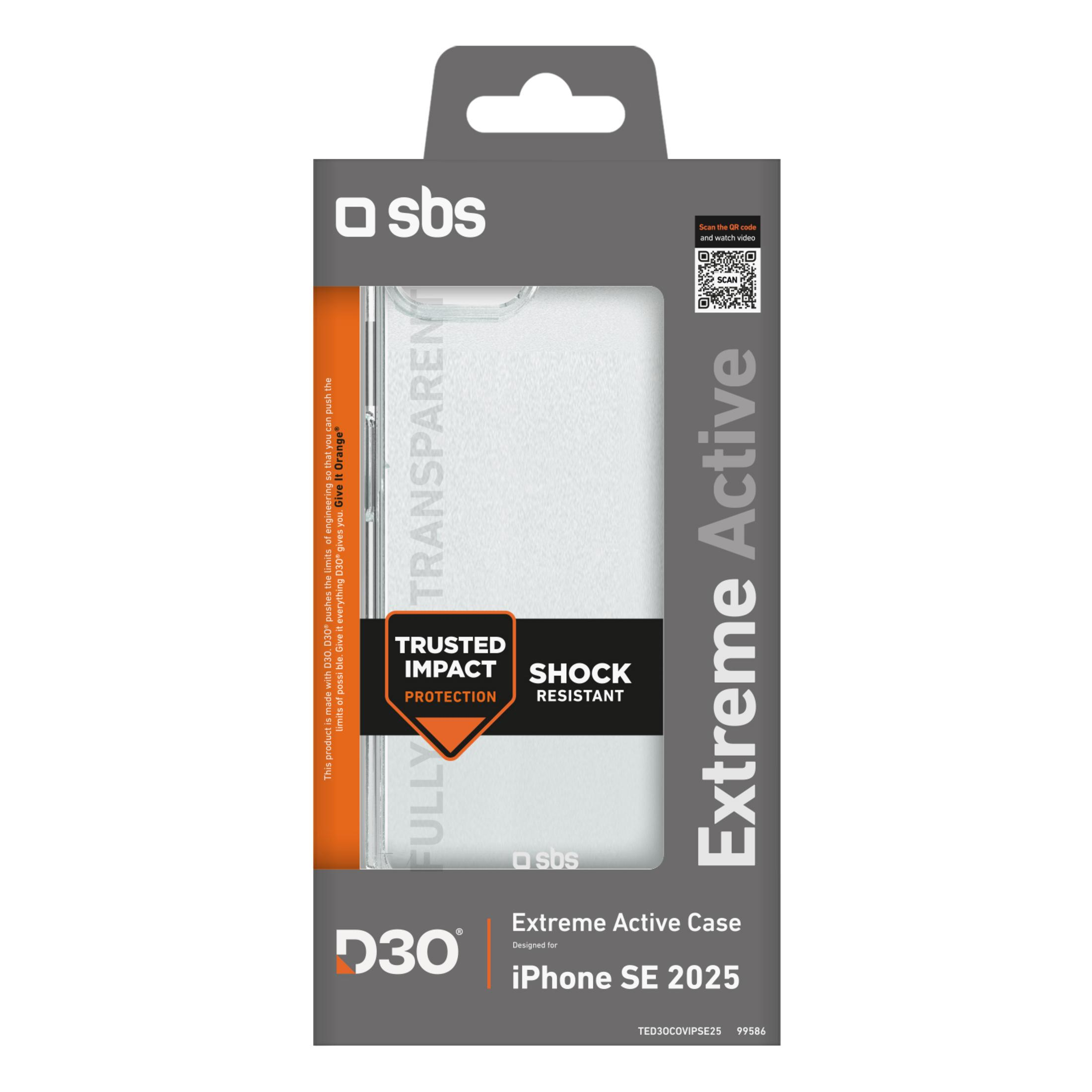 SBS iPhone SE 2025 Hülle mit D30-Schutz und Transparenz.