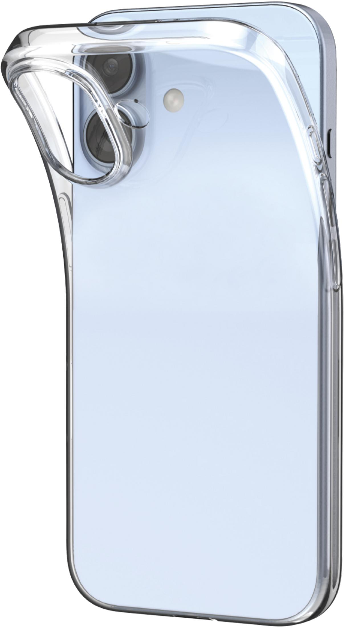 Ein transparenter Handyhülle mit einem hellblauen Handy darin.