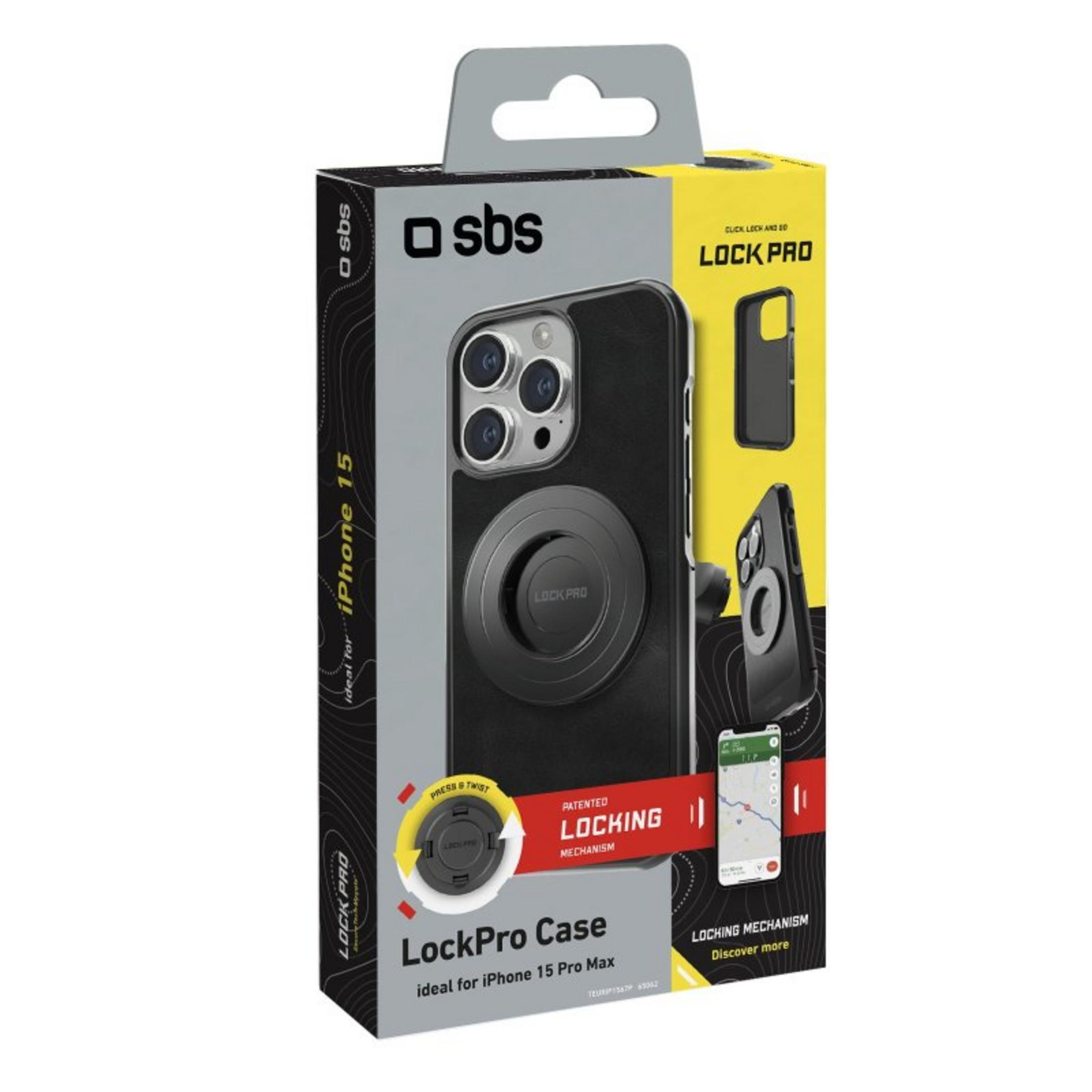 Confezione per custodia LockPro per iPhone 15 Pro Max, con blocco magnetico.