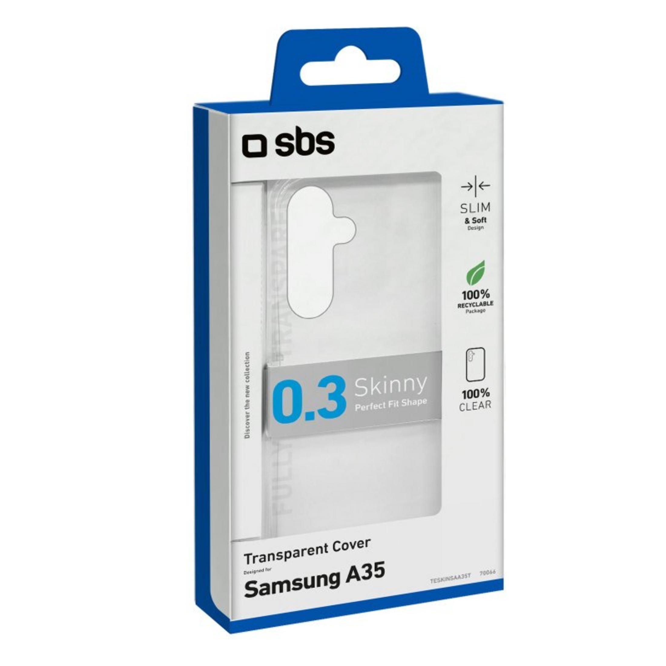 Cover trasparente SBS per Samsung A35, sottile 0,3 mm, chiara.