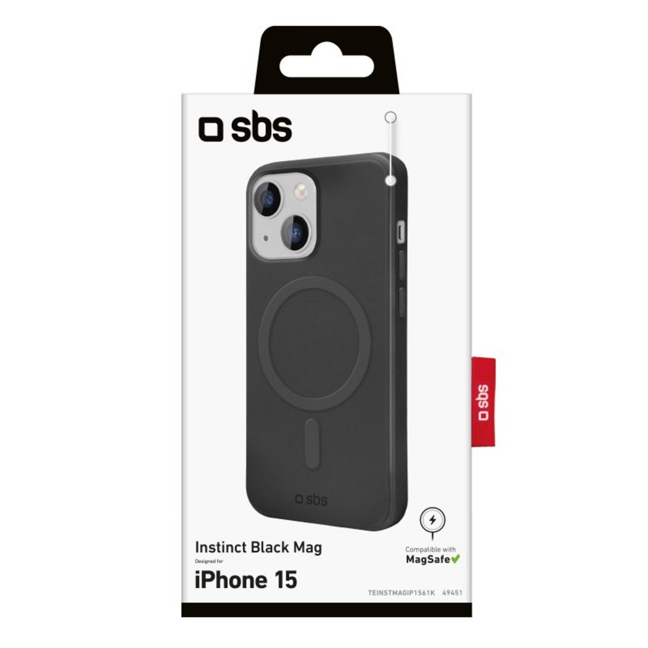 Custodia SBS Instinct Black Mag per iPhone 15, compatibile MagSafe.