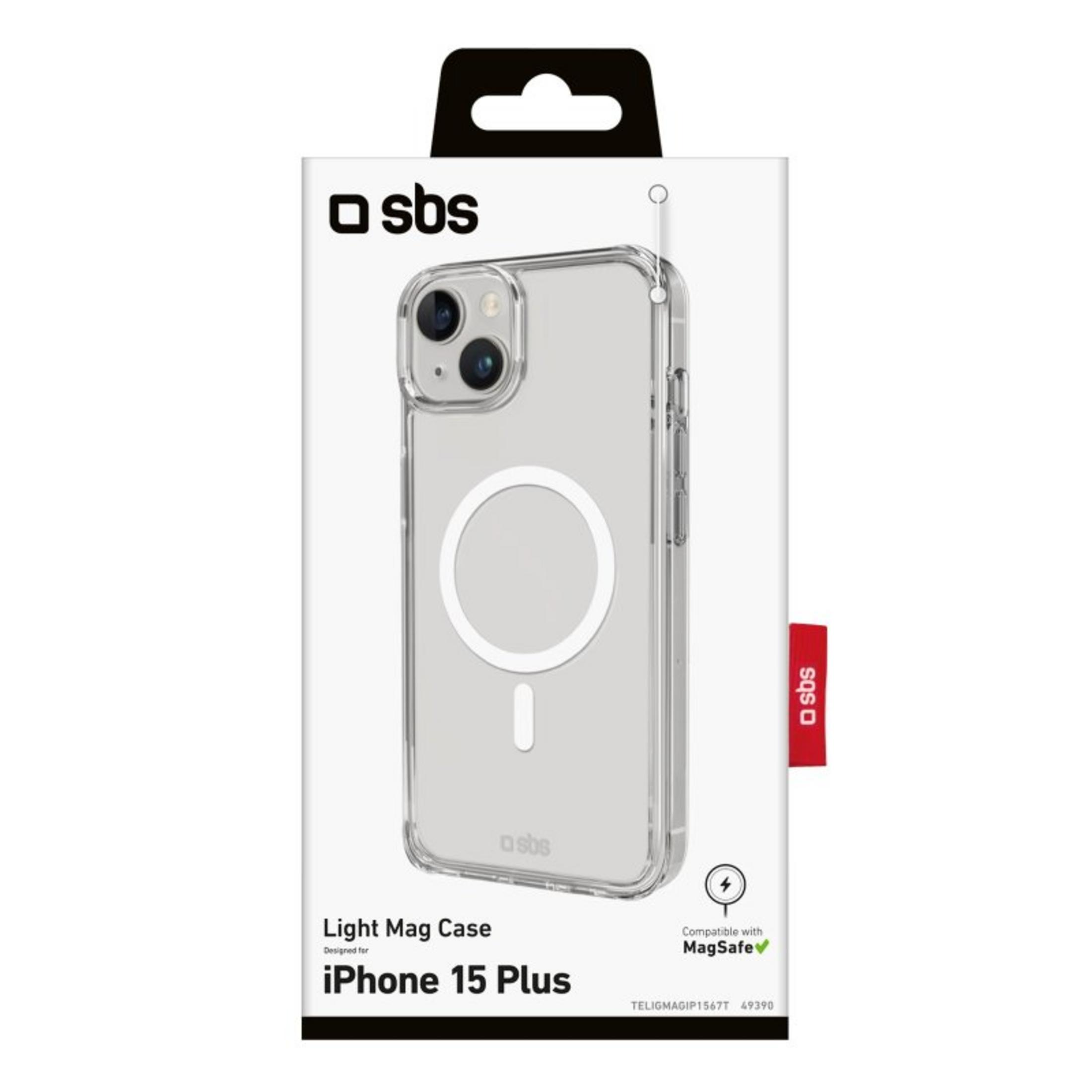 Custodia trasparente per iPhone 15 Plus, compatibile MagSafe.