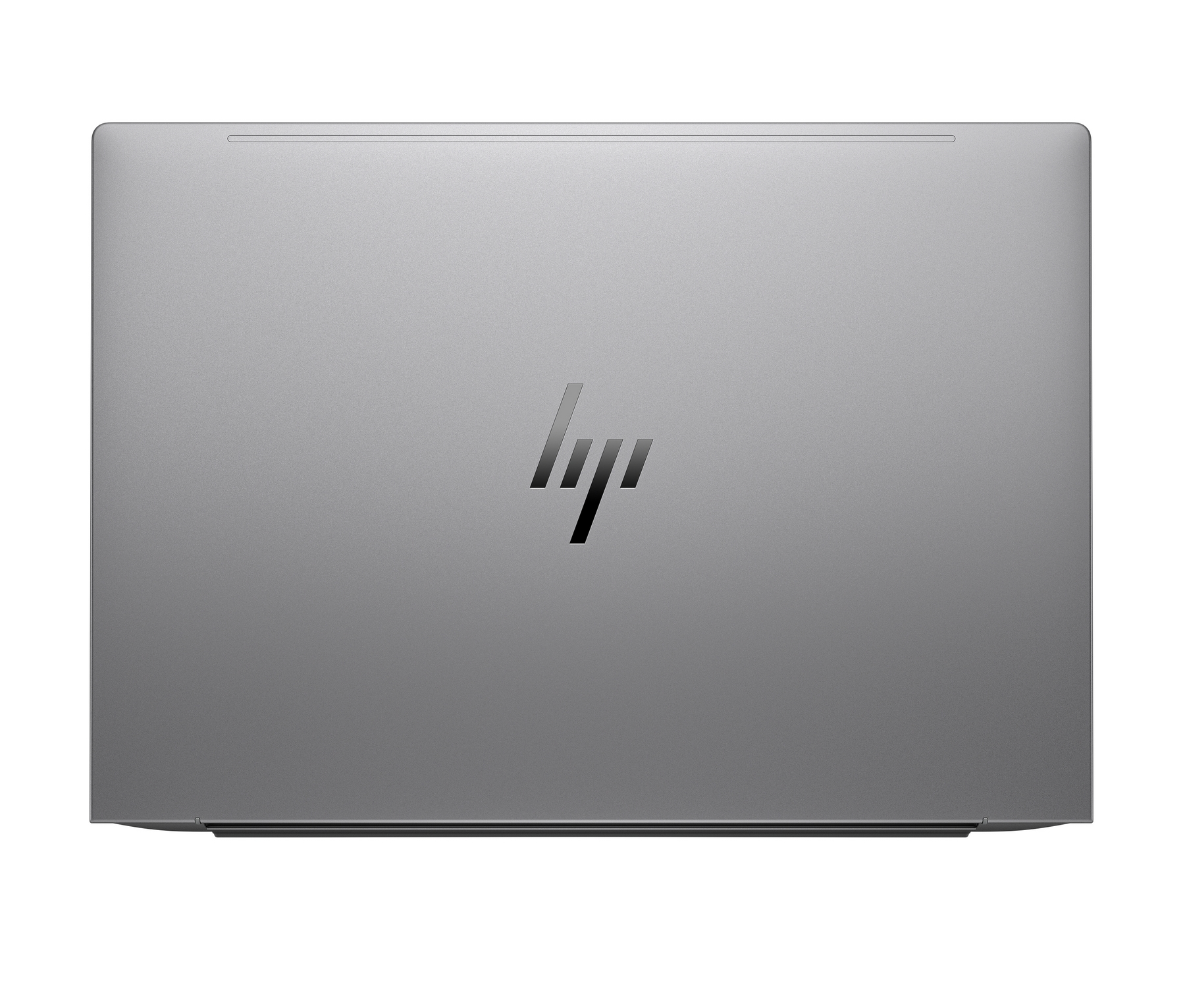 Laptop argentato chiuso con logo HP sulla parte superiore.