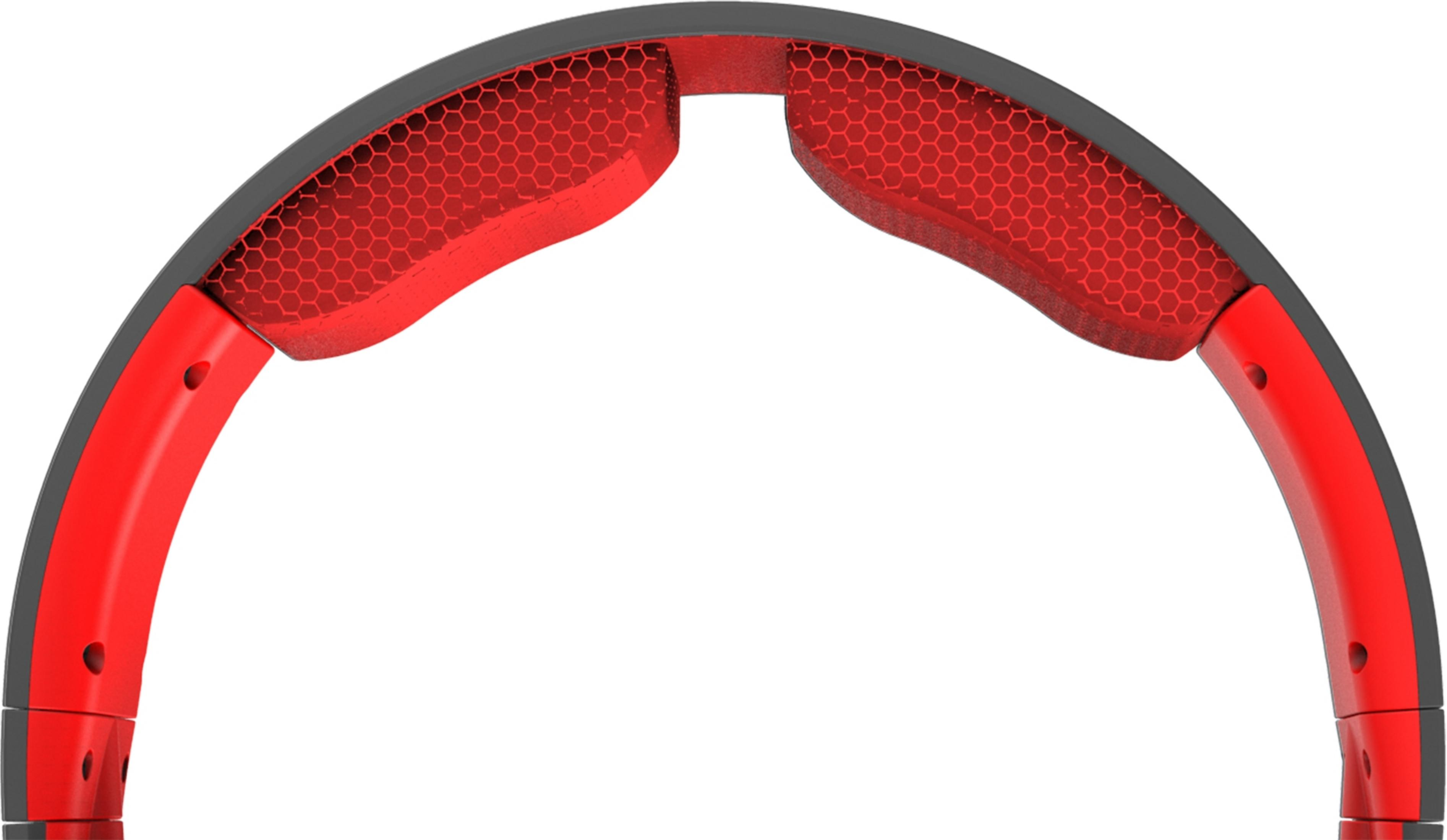 Czerwona i szara opaska z czerwonymi wzorami plastra miodu.